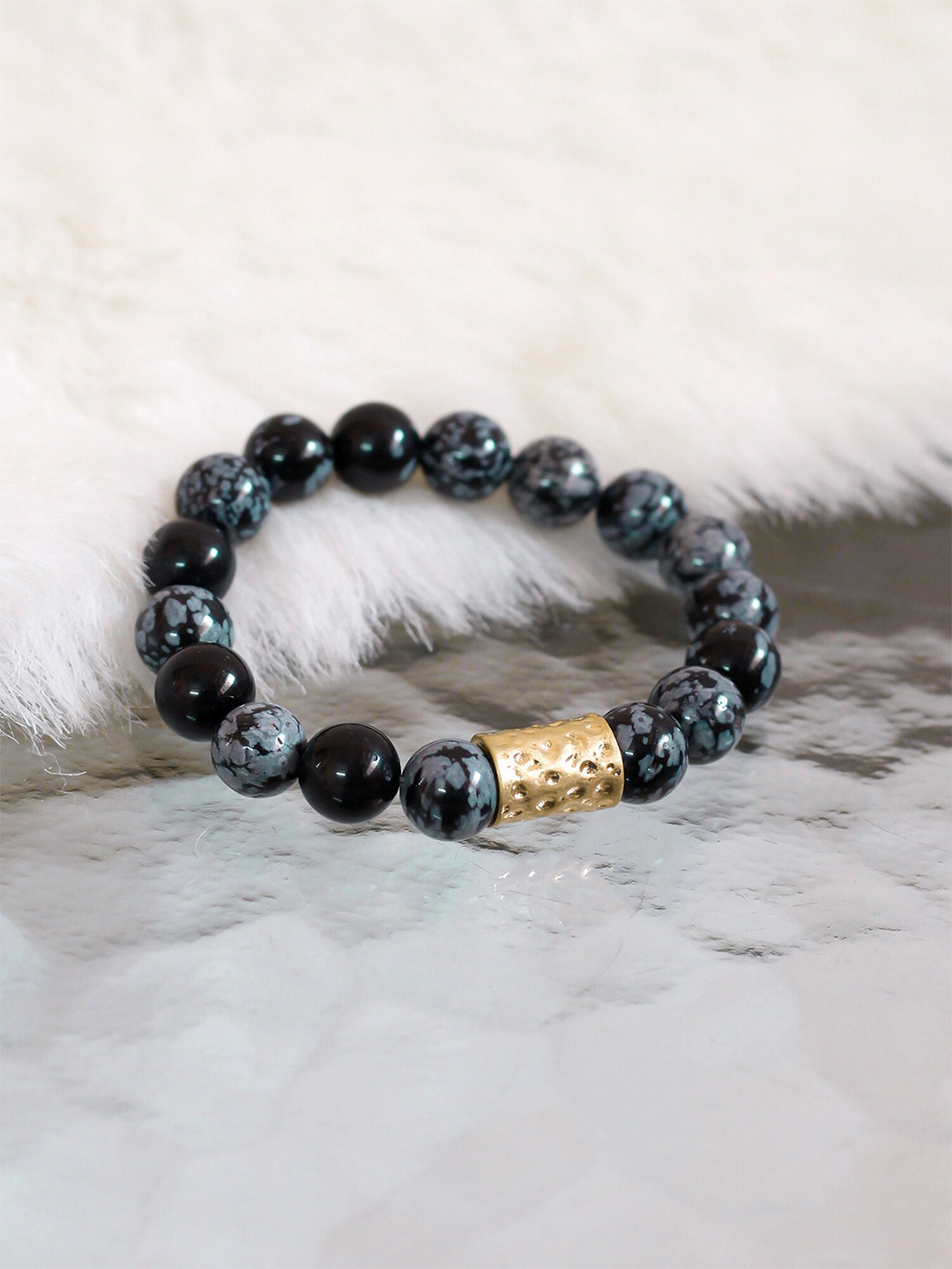 Bellofox Women Grey Beaded Elasticated Bracelet