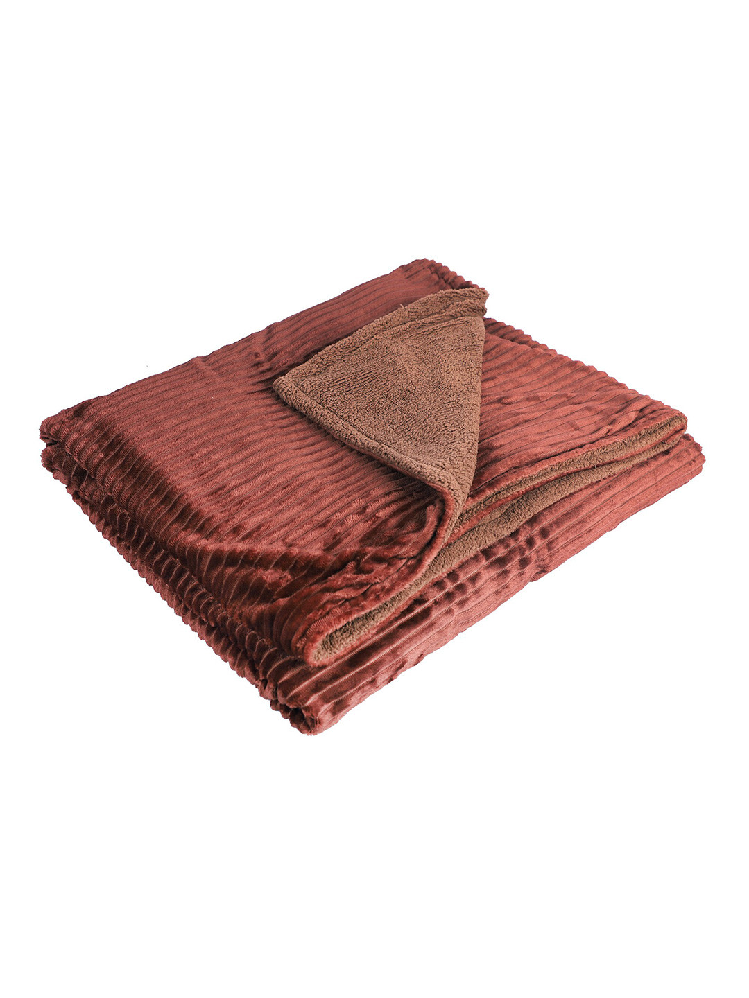 Nivasam Ribbed Stripe Throws Coffee Brown Heavy Winter Striped 600 GSM Double Bed Blanket
