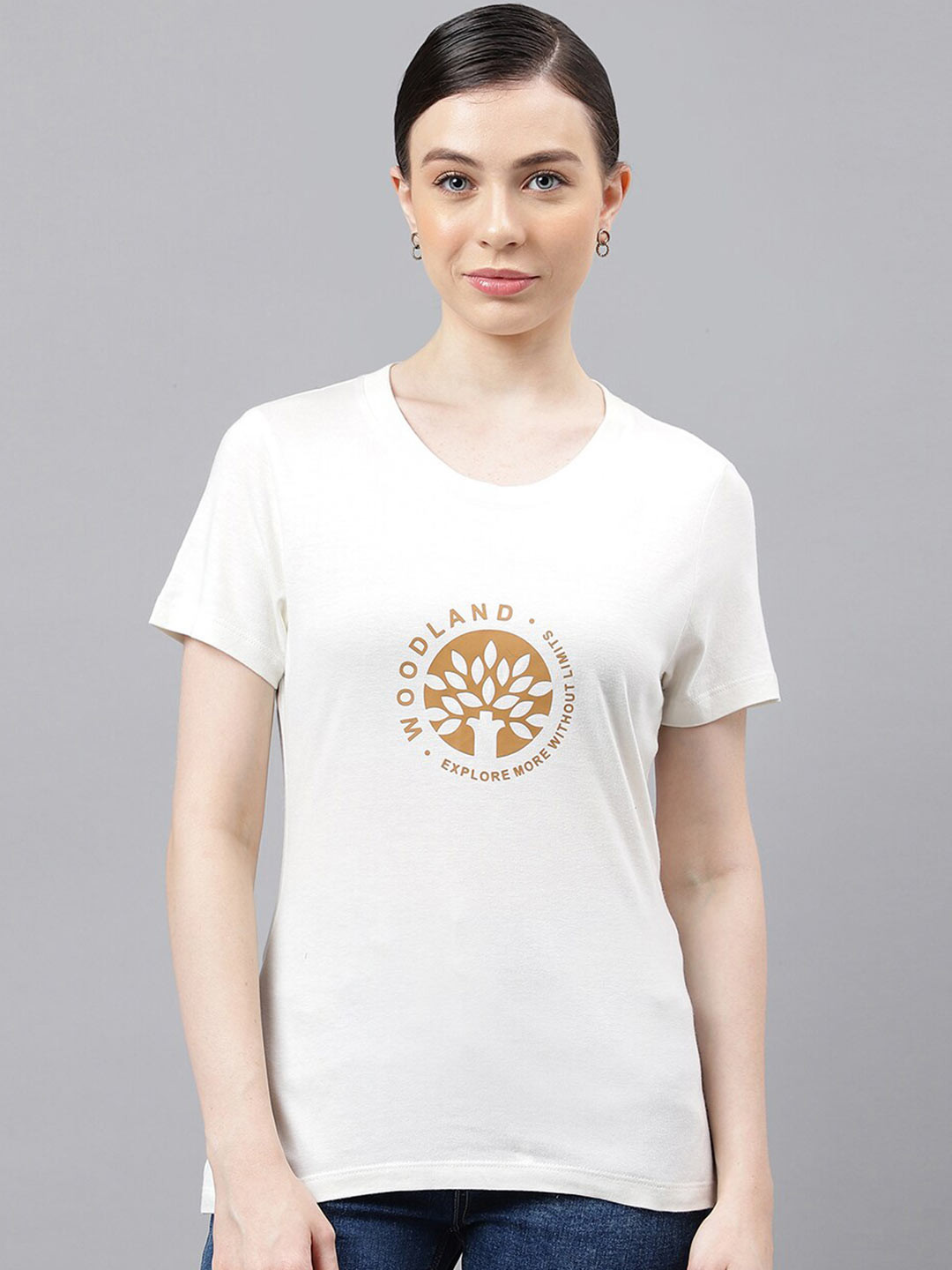 Woodland Typography Printed Lyocell Cotton T-shirt