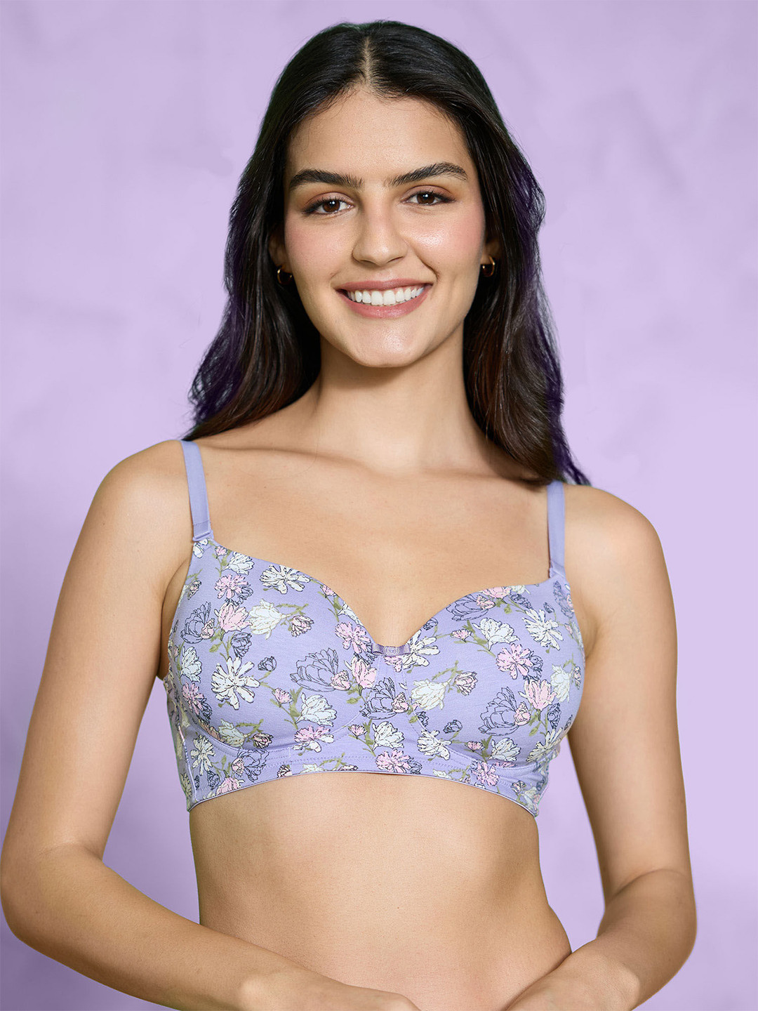 Nykd Women Everyday Delicate Floral Bra -Light Blue (NYB274)