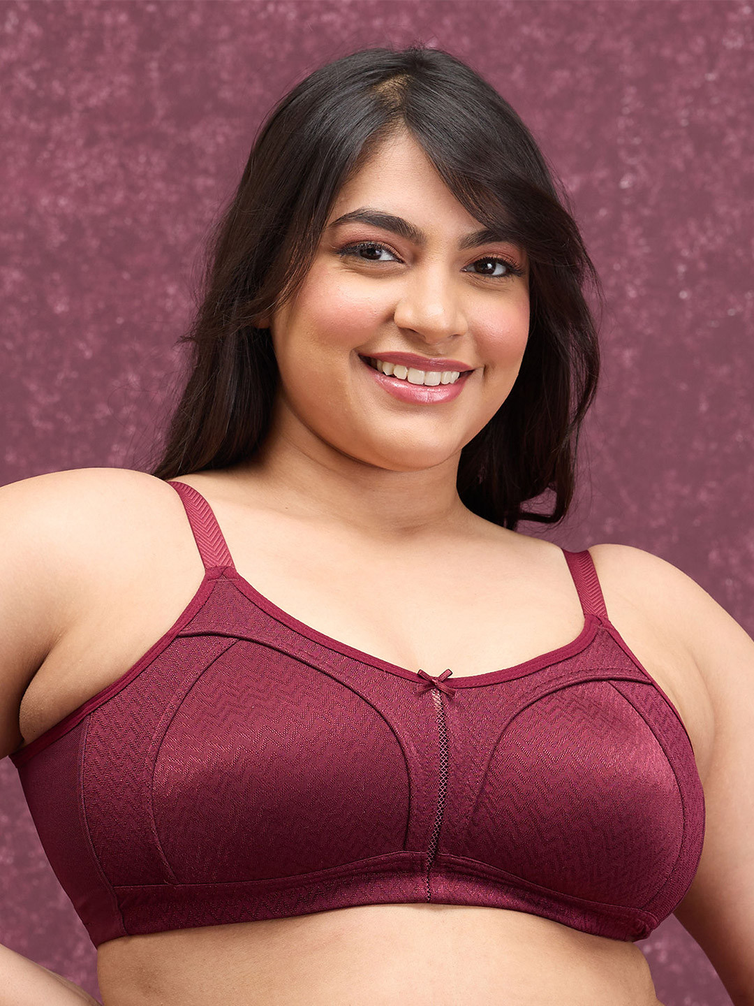 Nykd Women Luxe Jacquard M-frame Bra -Maroon (NYB232)