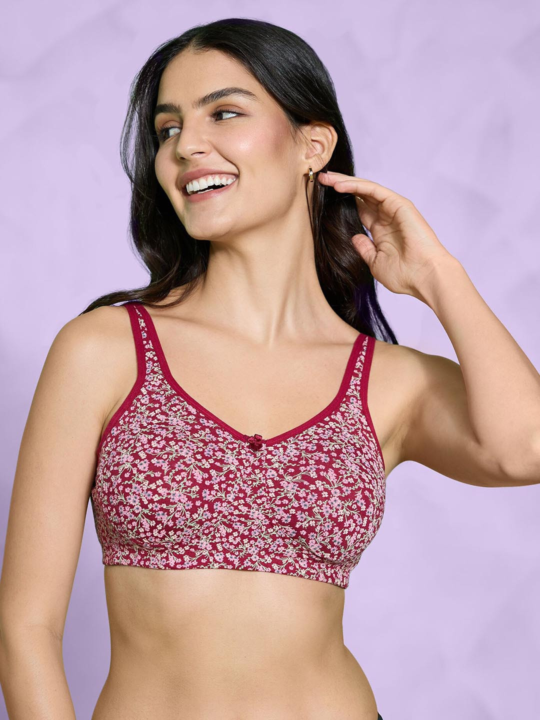 Nykd Women Delicate Floral Printed Encircled Bra -Maroon (NYB275)