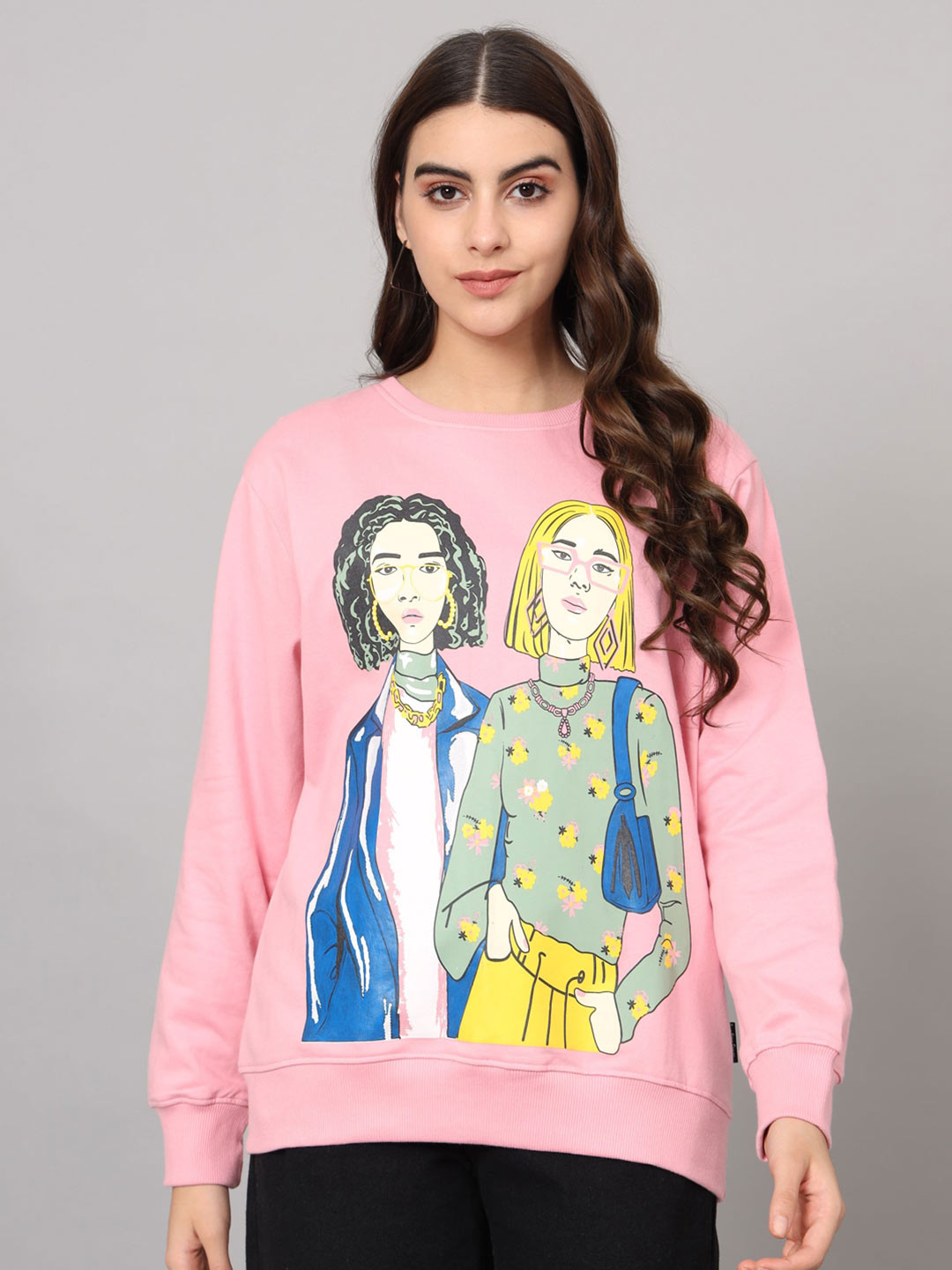 The Dry State Pink Graphic Printed Fleece Pullover