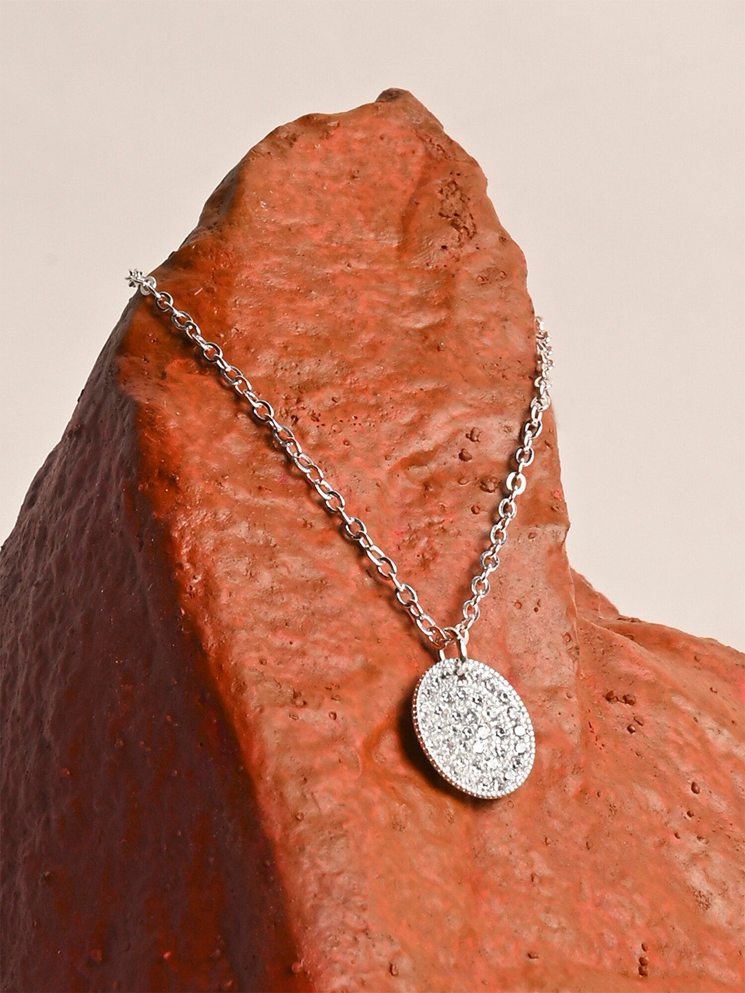 Accessorize London Women Silver Plated Sparkle Circular Slid Necklace