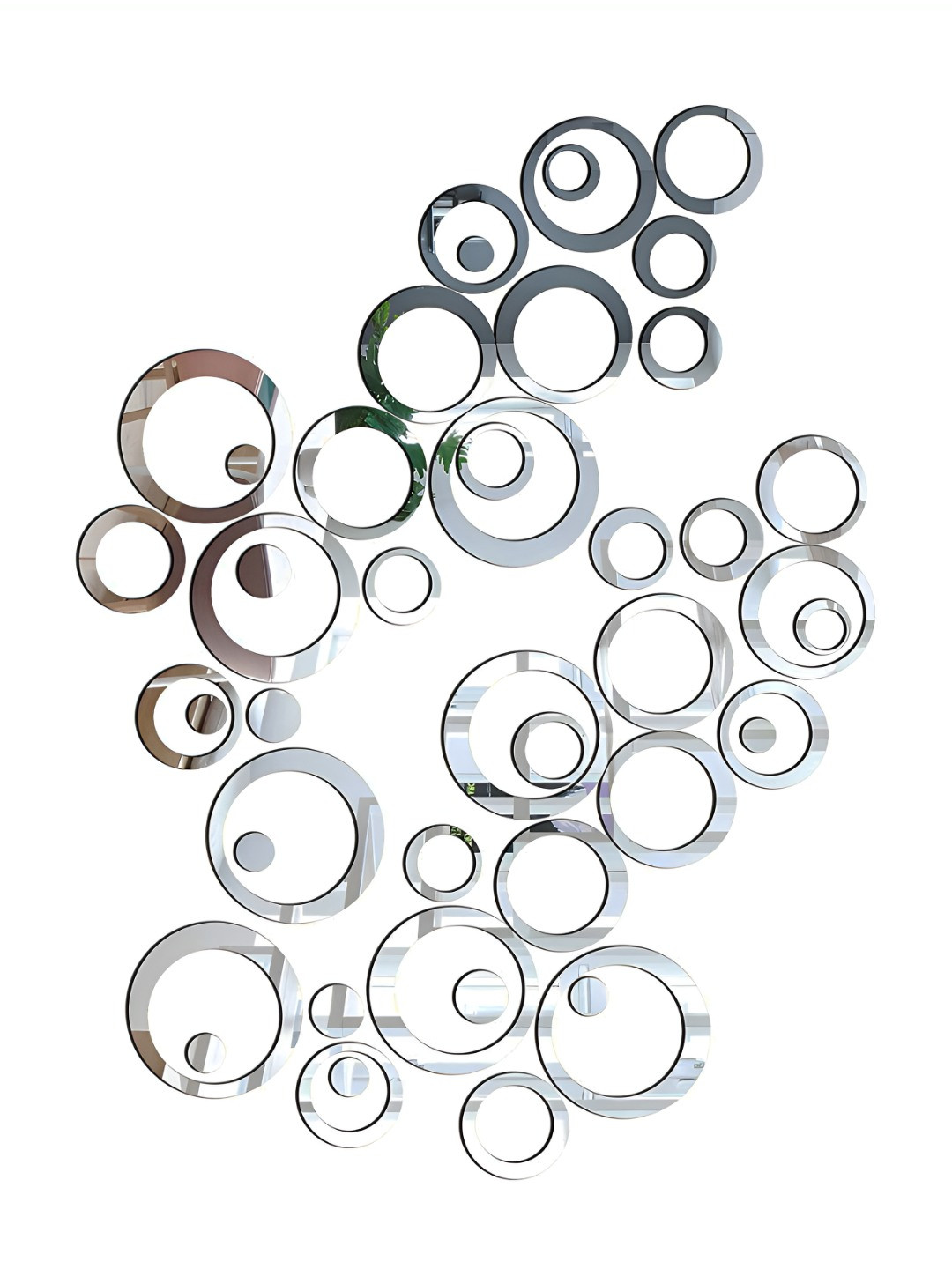 Wall1ders Silver 30 Pieces Mirror Wall Stickers