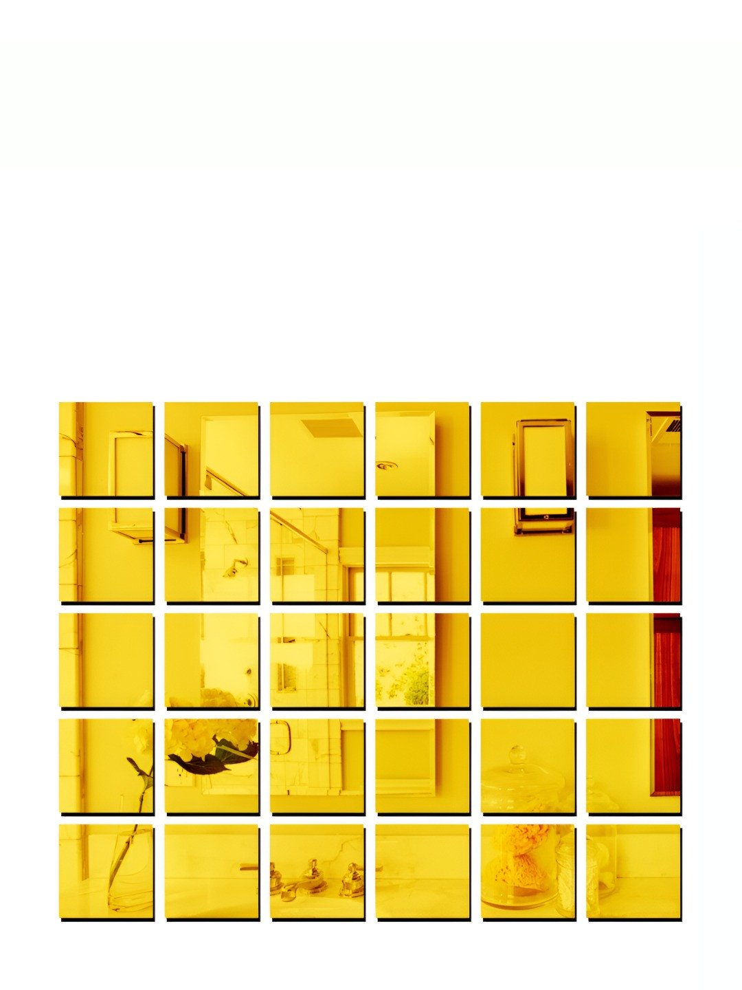 Wall1ders Gold Toned 30 Pieces Square Mirror Wall Stickers