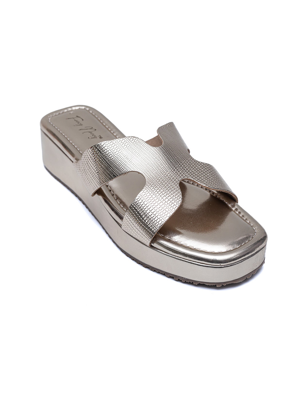 Dapper Feet-Fancy Nancy H- Strap Textured Flatform Heels