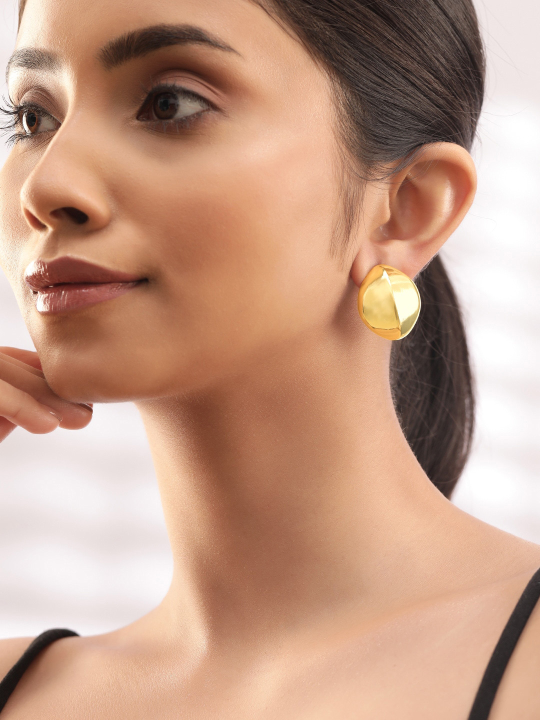 Rubans Voguish 18K Gold Plated Minimalist Organic Shape Trendy & Stylish Stud Earrings