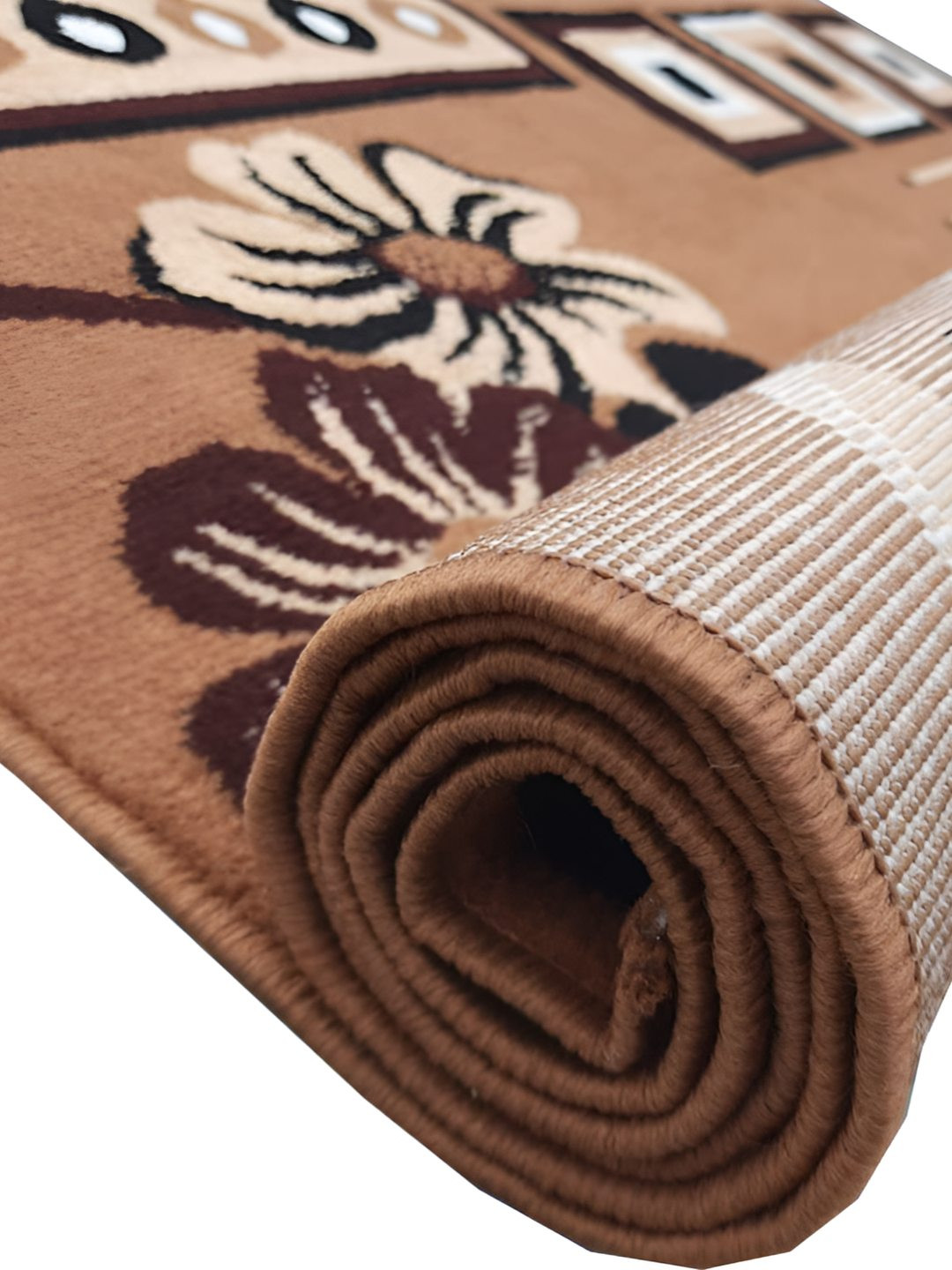 SANA CARPET Gold-Toned Floral Cotton Carpet