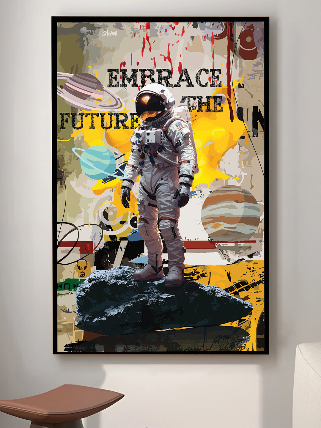 Art Street Black & Grey The Future Astronaut Pop Graffiti Painting Wall Art