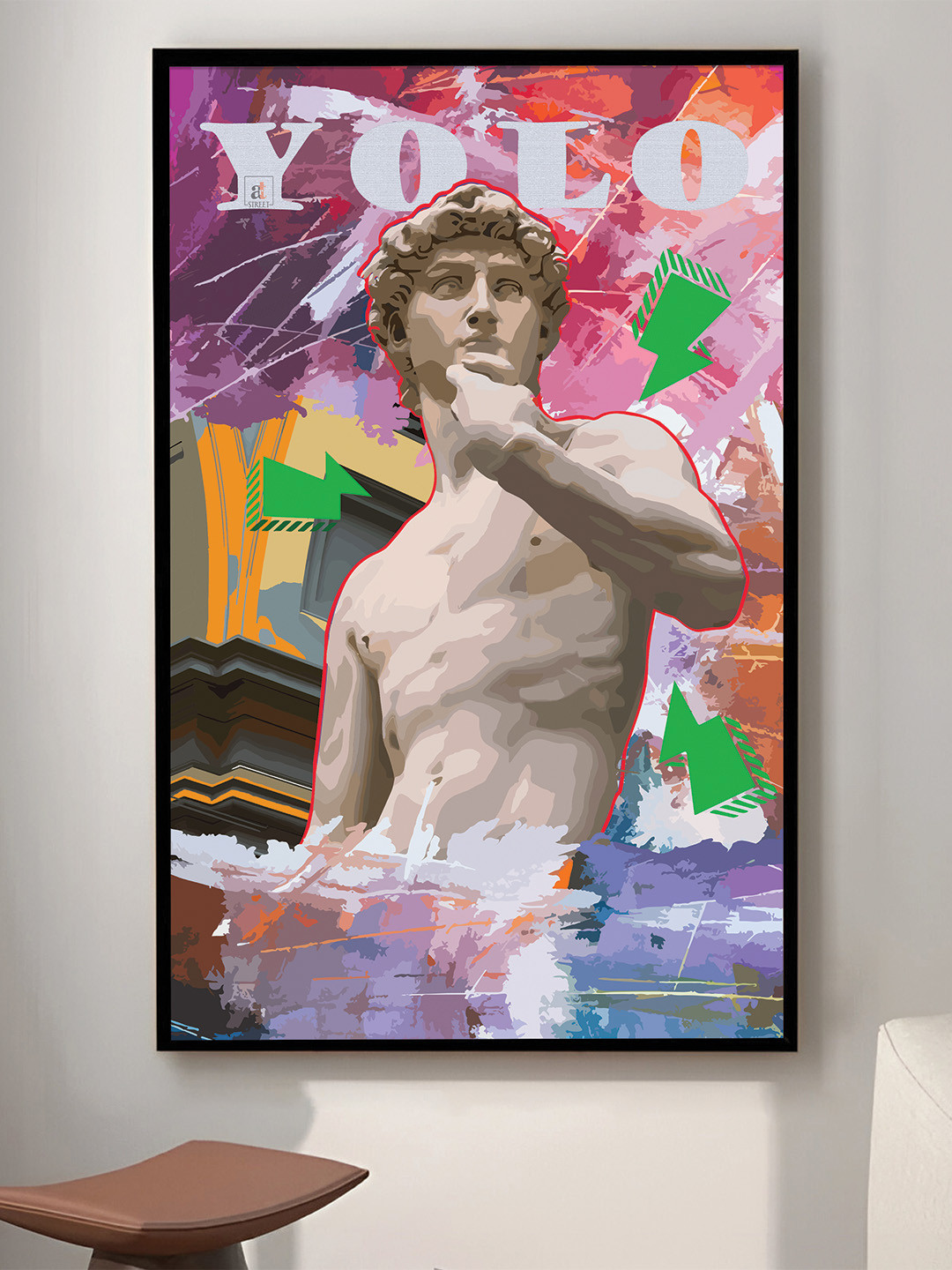 Art Street Black David Statue Yolo Pop Graffiti Wall Art