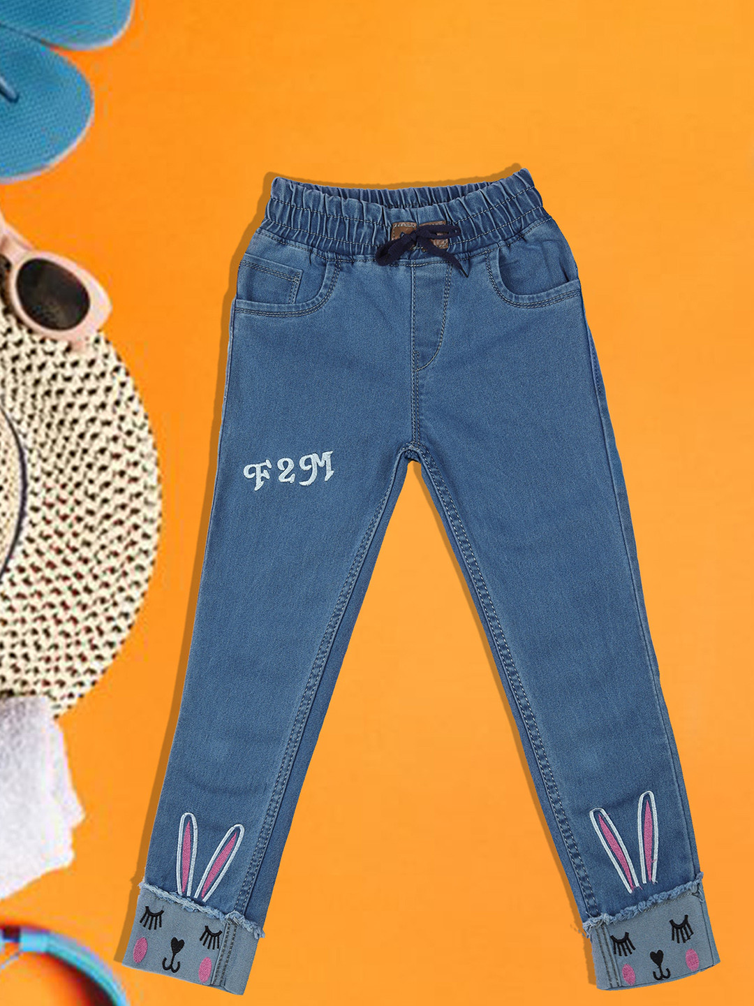 A-Okay Boys Slim Fit Mid-Rise Embroidered Detail Clean Look Jeans