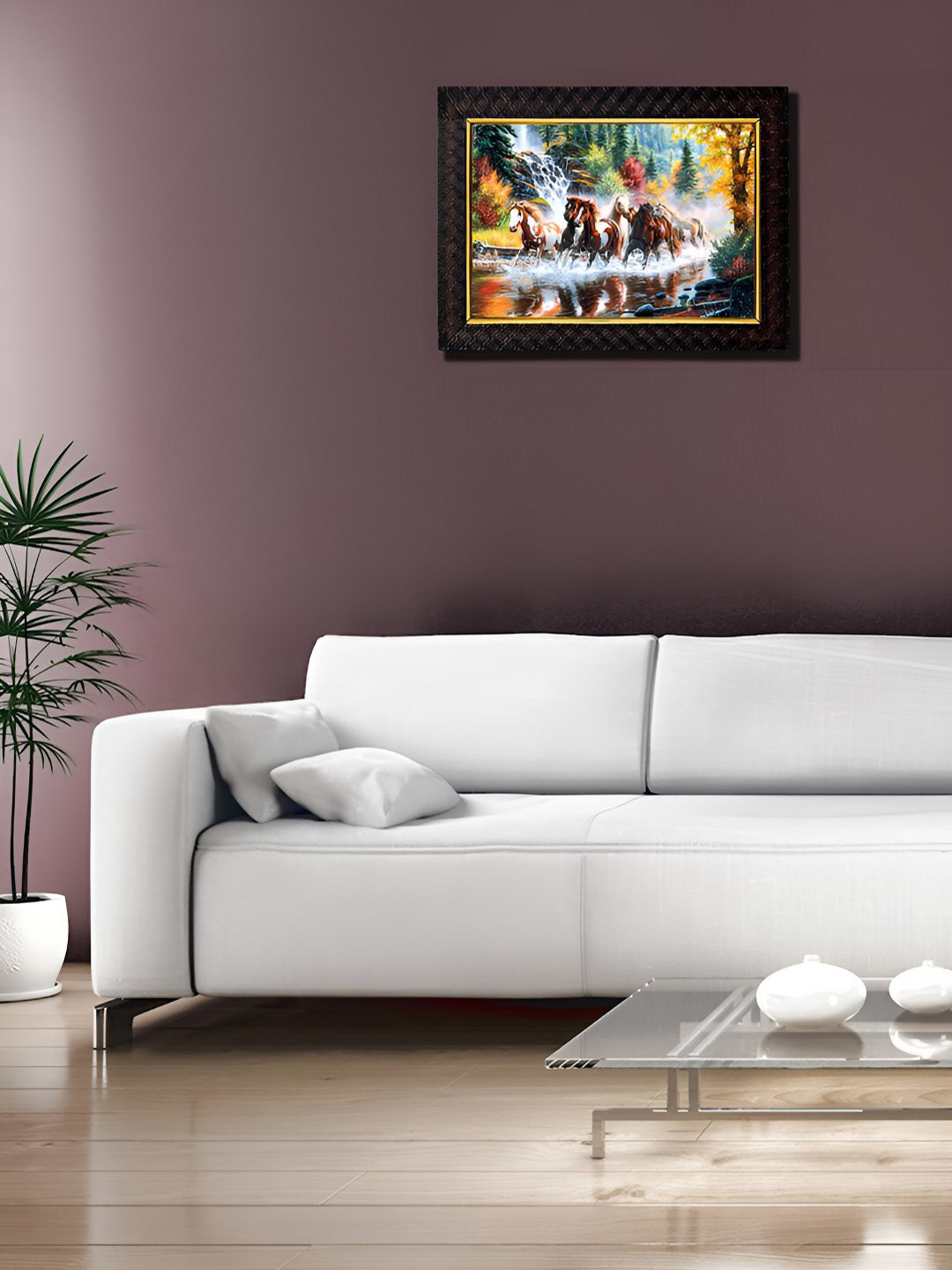 Hawai Black & Brown Running Horses Digital Printed Rectangle Wall Photo Frame