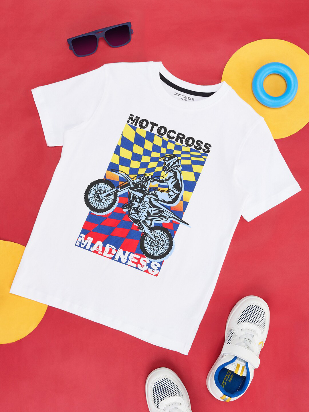 Pantaloons Junior Boys Biker Printed Cotton T-shirt