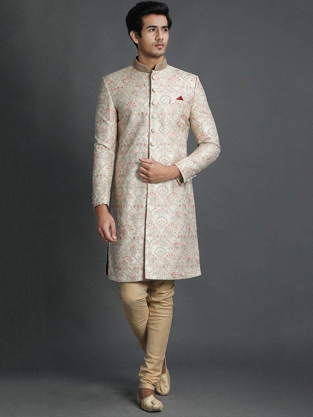 Twamev Embroidered Art Silk Sherwani Set
