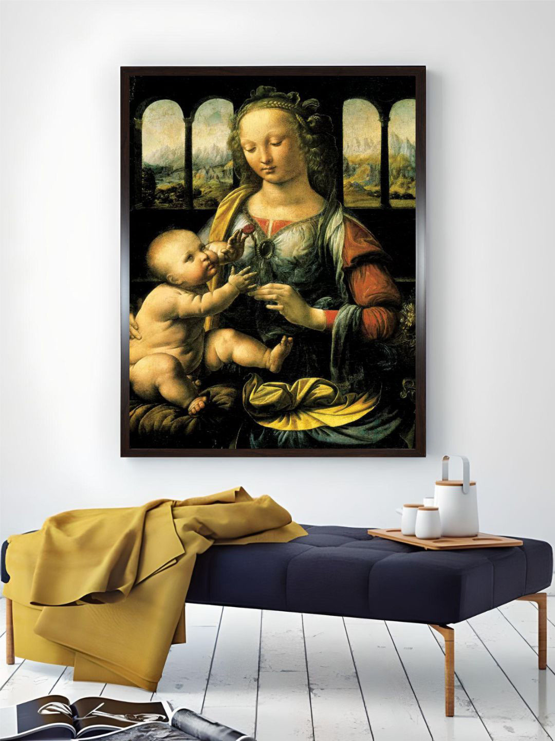 The Art House Madonna and Carnation Wood Wall Rectangle Paintings Wall Art -12 x 16 In