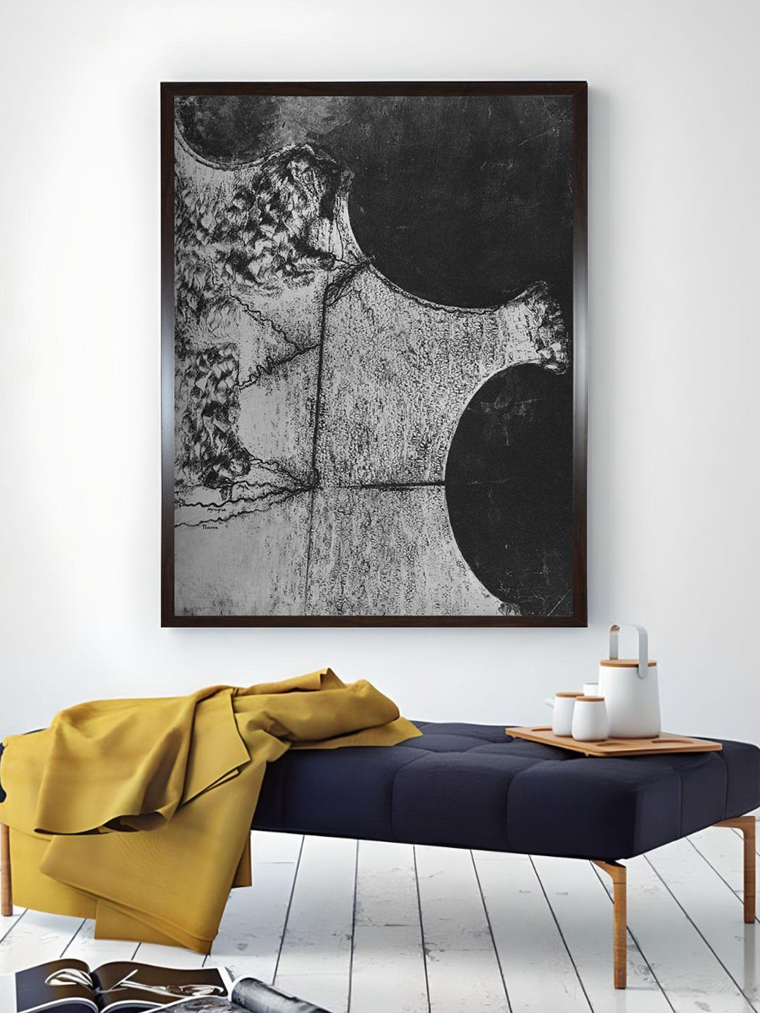 The Art House Black & Grey Abstract North of Terracina' Canvas Painting Wall Art