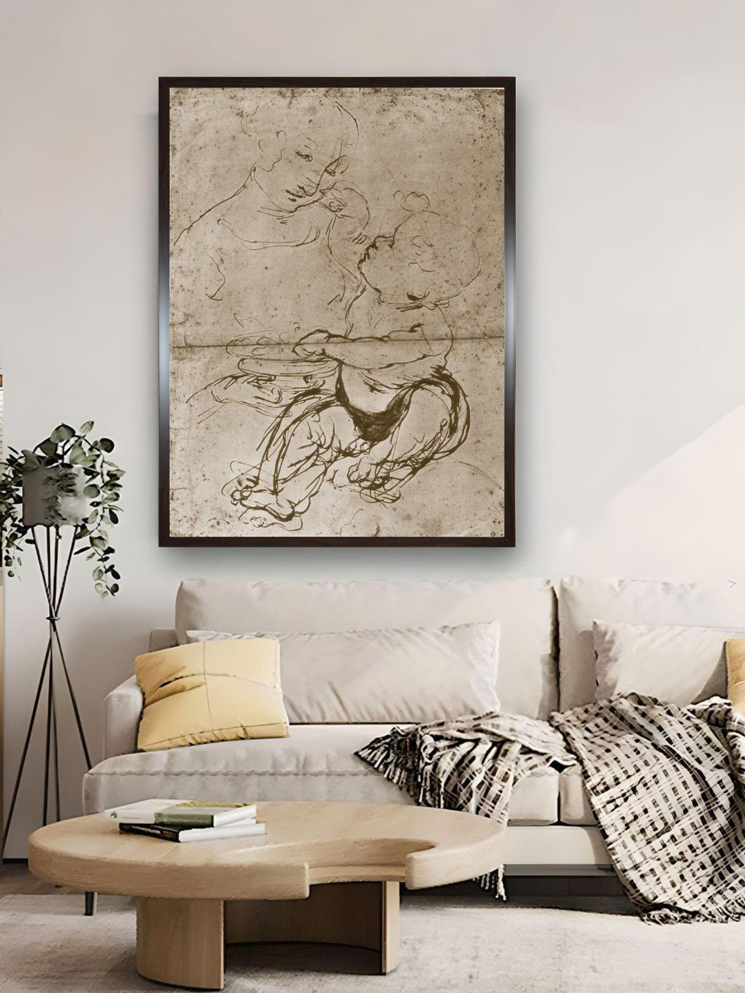 The Art House Beige Madonna With The Fruit Plate Painting Wall Art