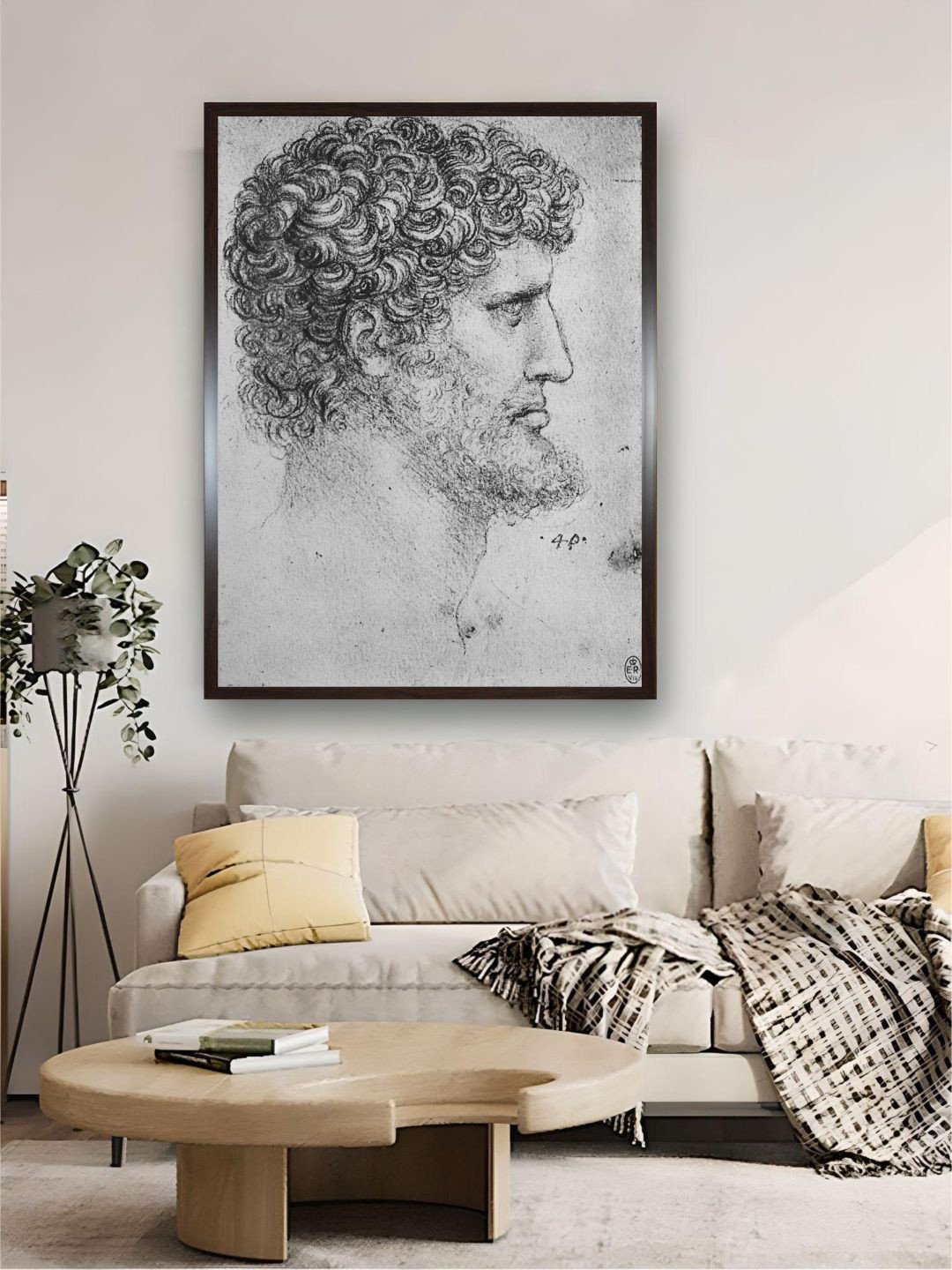 The Art House Grey Profile To The Right Of An Bearded Man Canvas Painting Wall Art