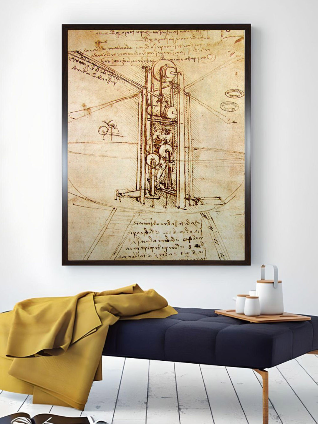 The Art House Drawing of a Flying Machine Wood Rectangle Paintings Wall Art -36 x 54In