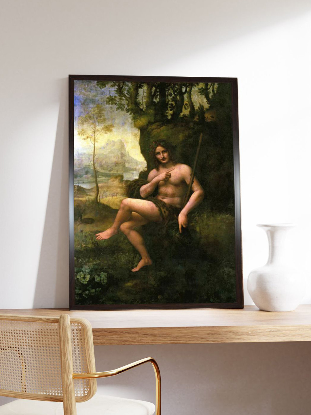 The Art House Green Young Man Wearing a Chaperon Wooden Painting  Wall Art