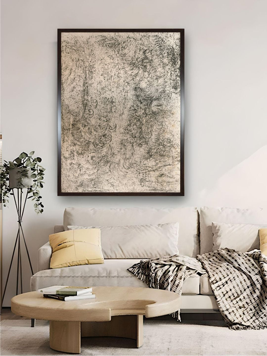 The Art House Beige Charcoal Rectangular Wooden Wall Art