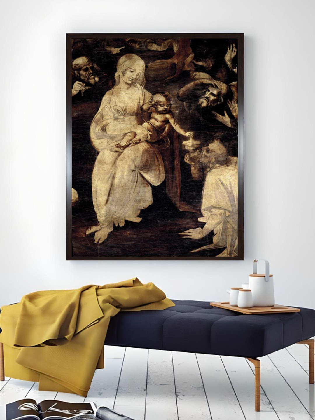 The Art House Black & Beige St Mary Canvas Wall Painting