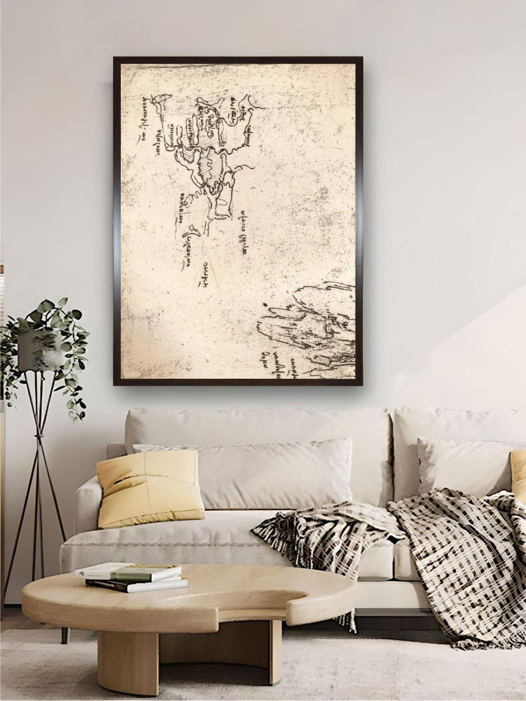 The Art House Beige & Black Sketch map of Armenia Wooden Painting Wall Art