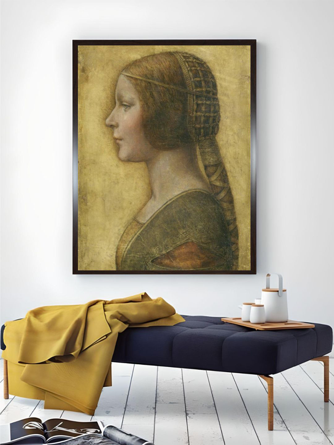The Art House Beige & Green Profile Of A Young Fiancee Canvas Painting Wall Art