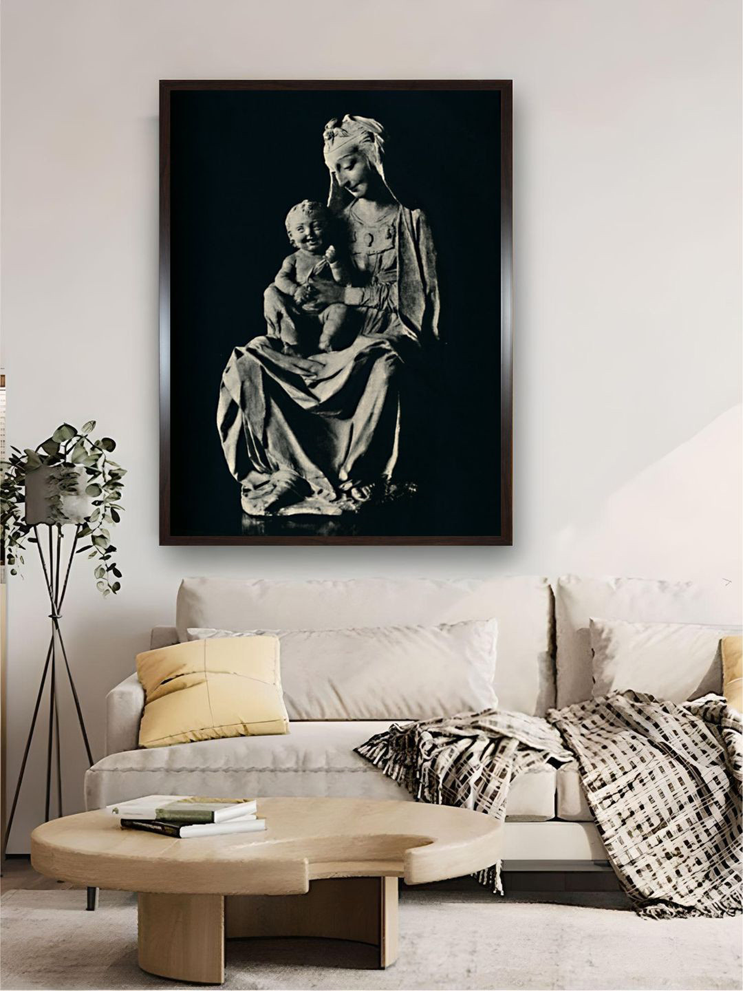 The Art House Black & Grey Canvas The Madonna with the Laughing Child Painting Wall Art