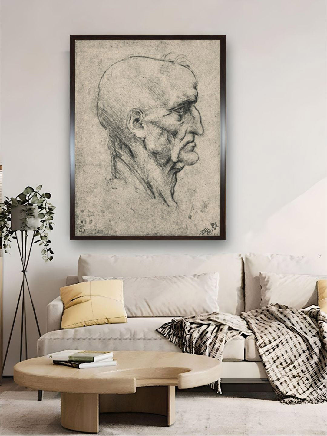 The Art House Elderly Bald Man Canvas Wall Rectangle Paintings Wall Art - 32 x 24 In