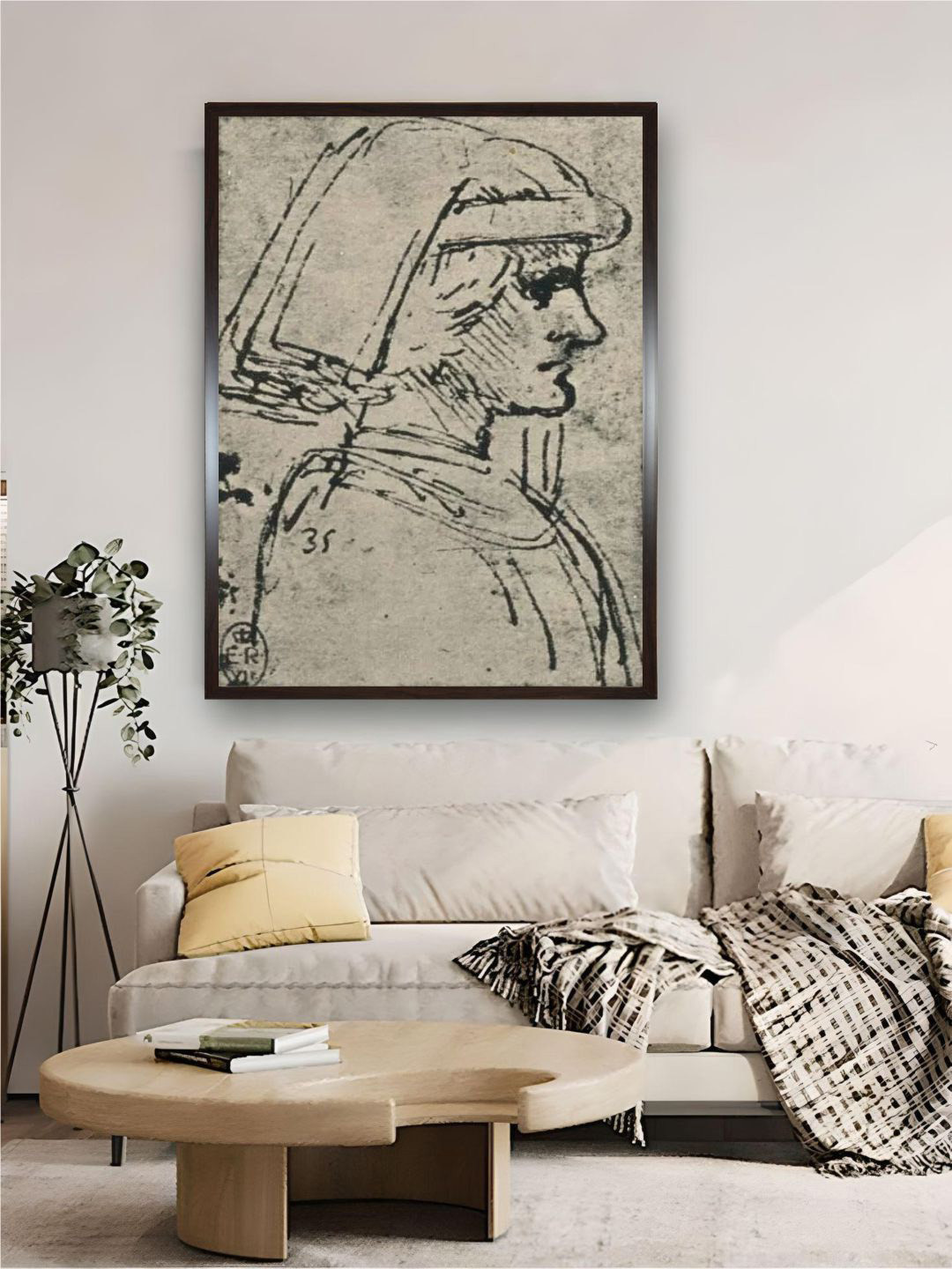 The Art House Grey Profile Of Young Man Wearing Chaperon Canvas Wall Painting