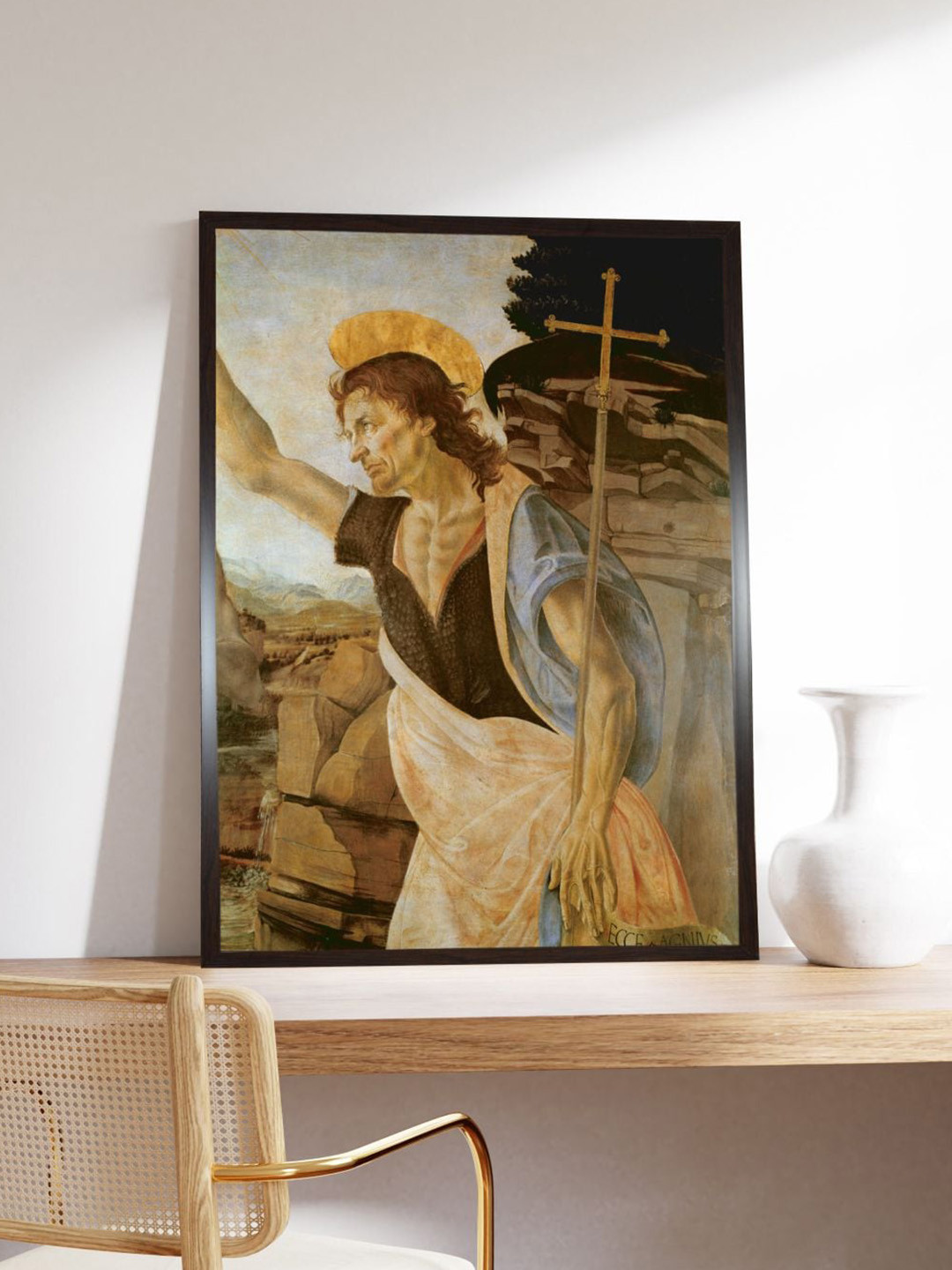 The Art House Beige & Black St John Canvas Painting Wall Art