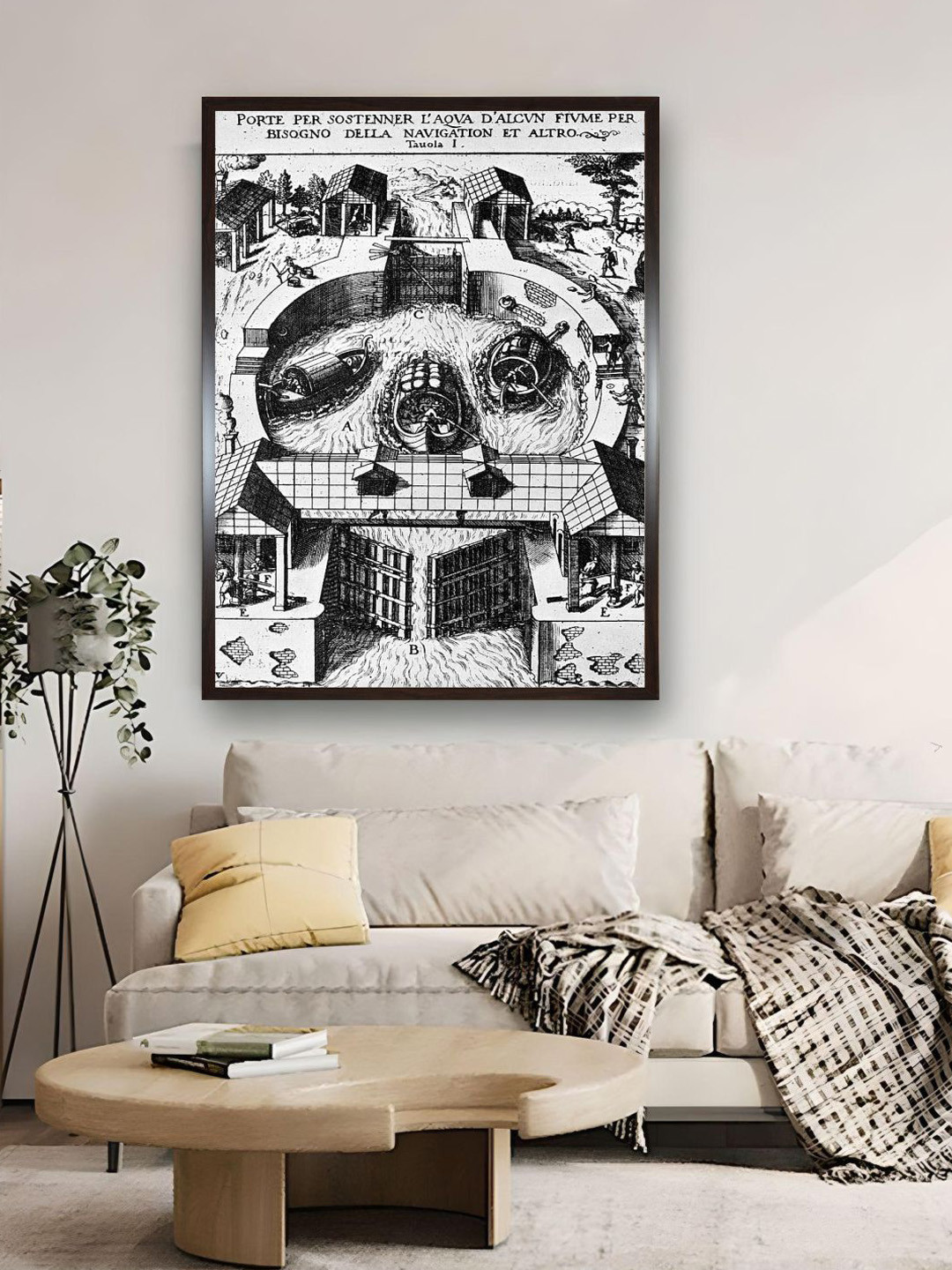 The Art House Black & White Hinged Canal Lock Gates Canvas Painting Wall Art