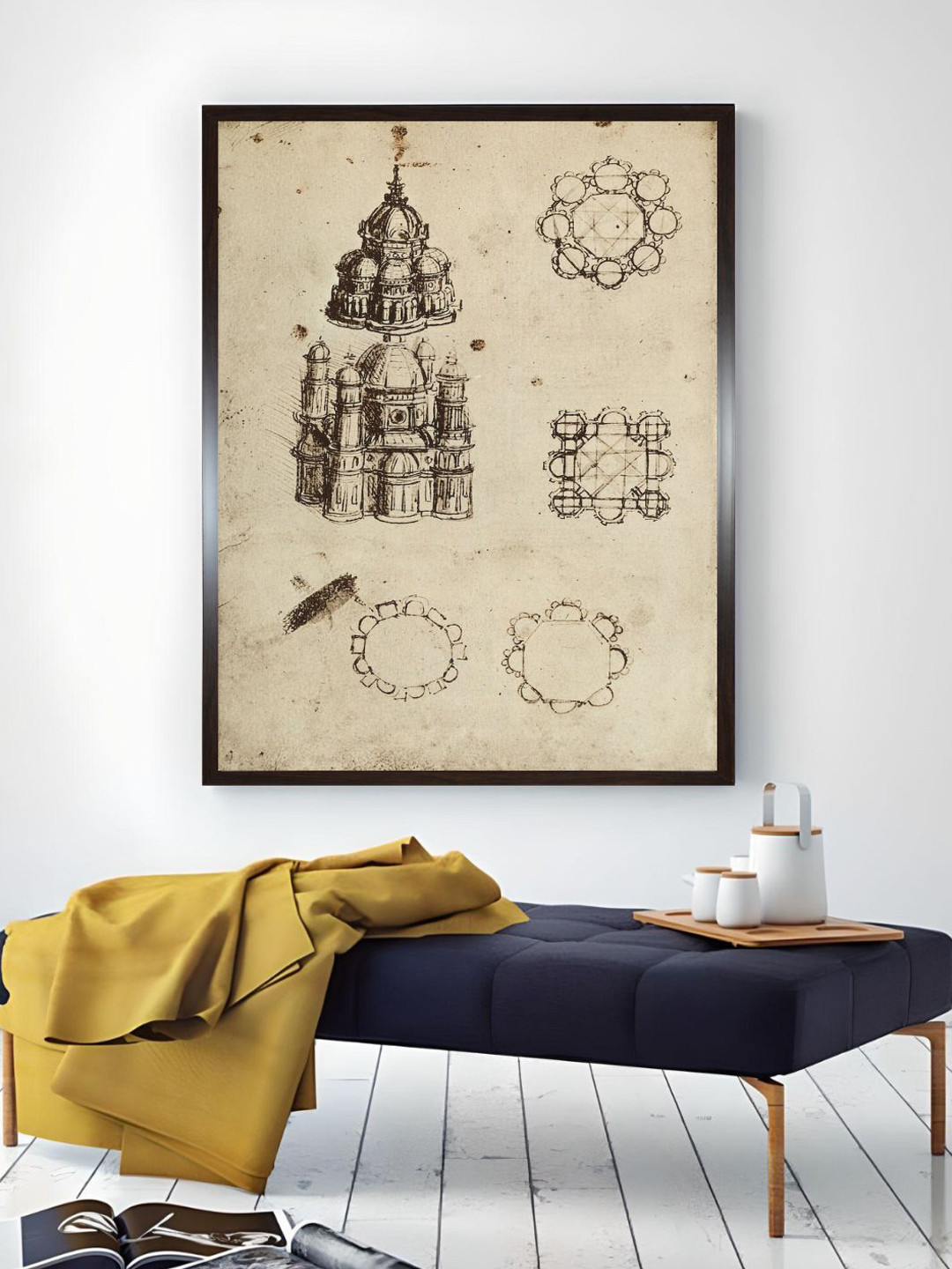 The Art House Cream Centrally Planned Buildings Painting Wood Wall Art