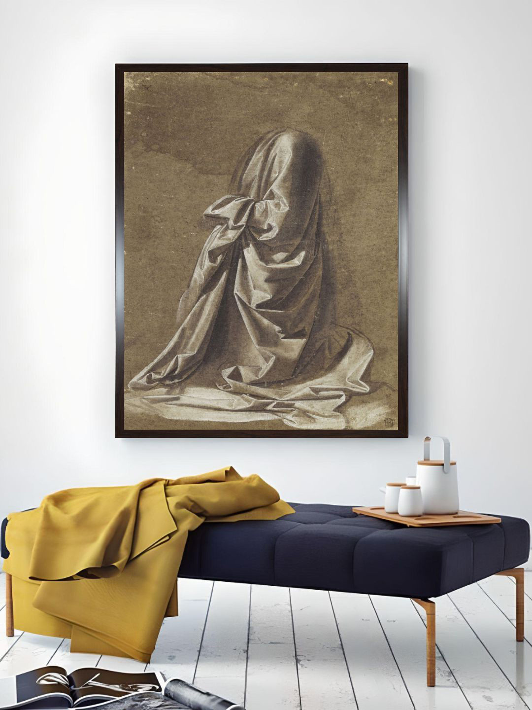 The Art House Brown & Black Abstract Wooden Kneeling Figure Painting Wall Art With Frame