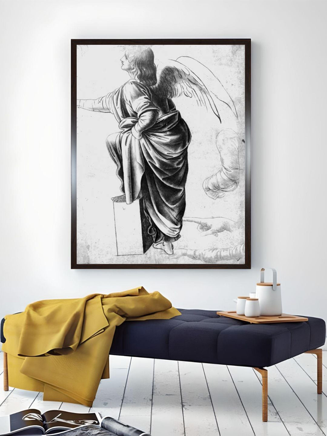 The Art House Study Of An Angel Wood Wall Rectangle Paintings Wall Art - 16 x 12 In
