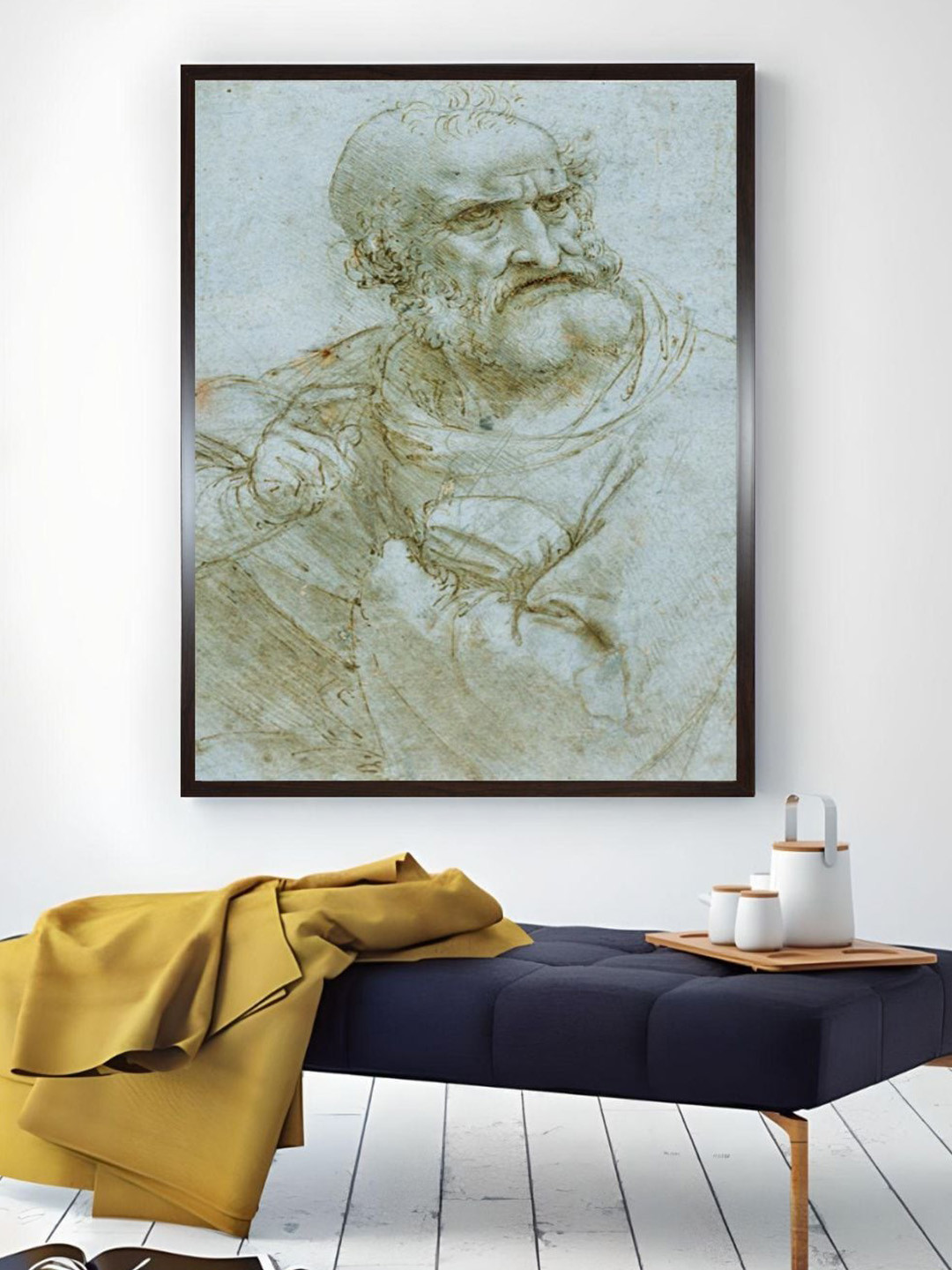 The Art House Beige & Grey Half-Length Figure Of An Apostle By Leonardo Da Vinci Painting