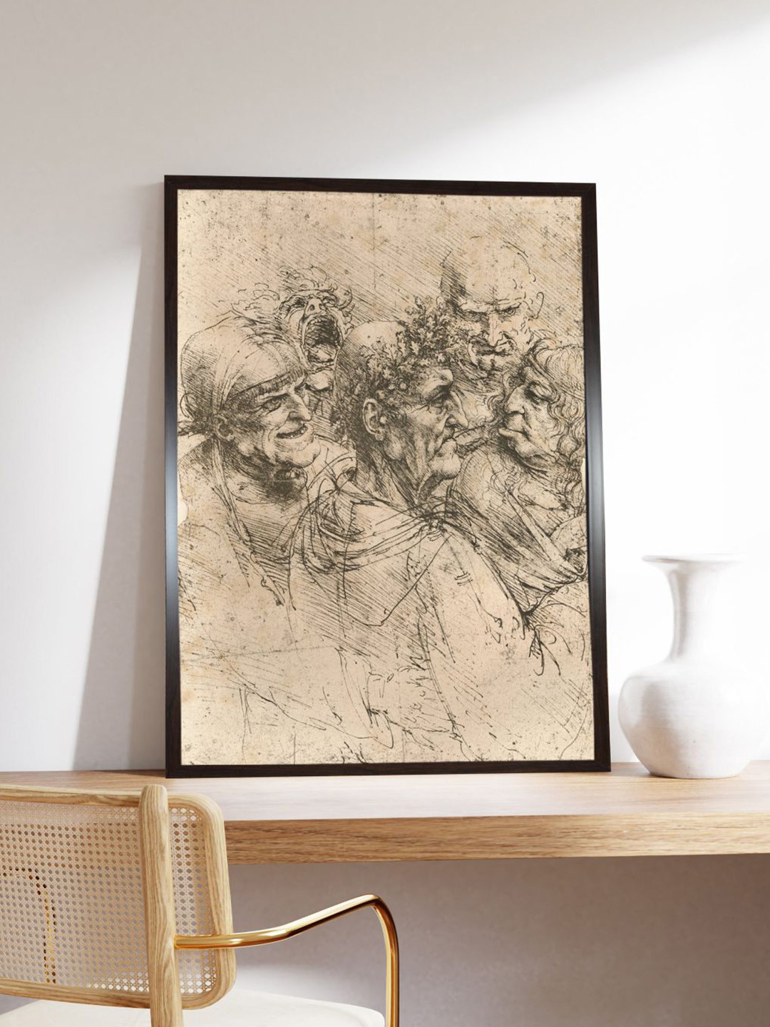 The Art House Beige & Black Drawing Of Caricatures Painting Wall Art