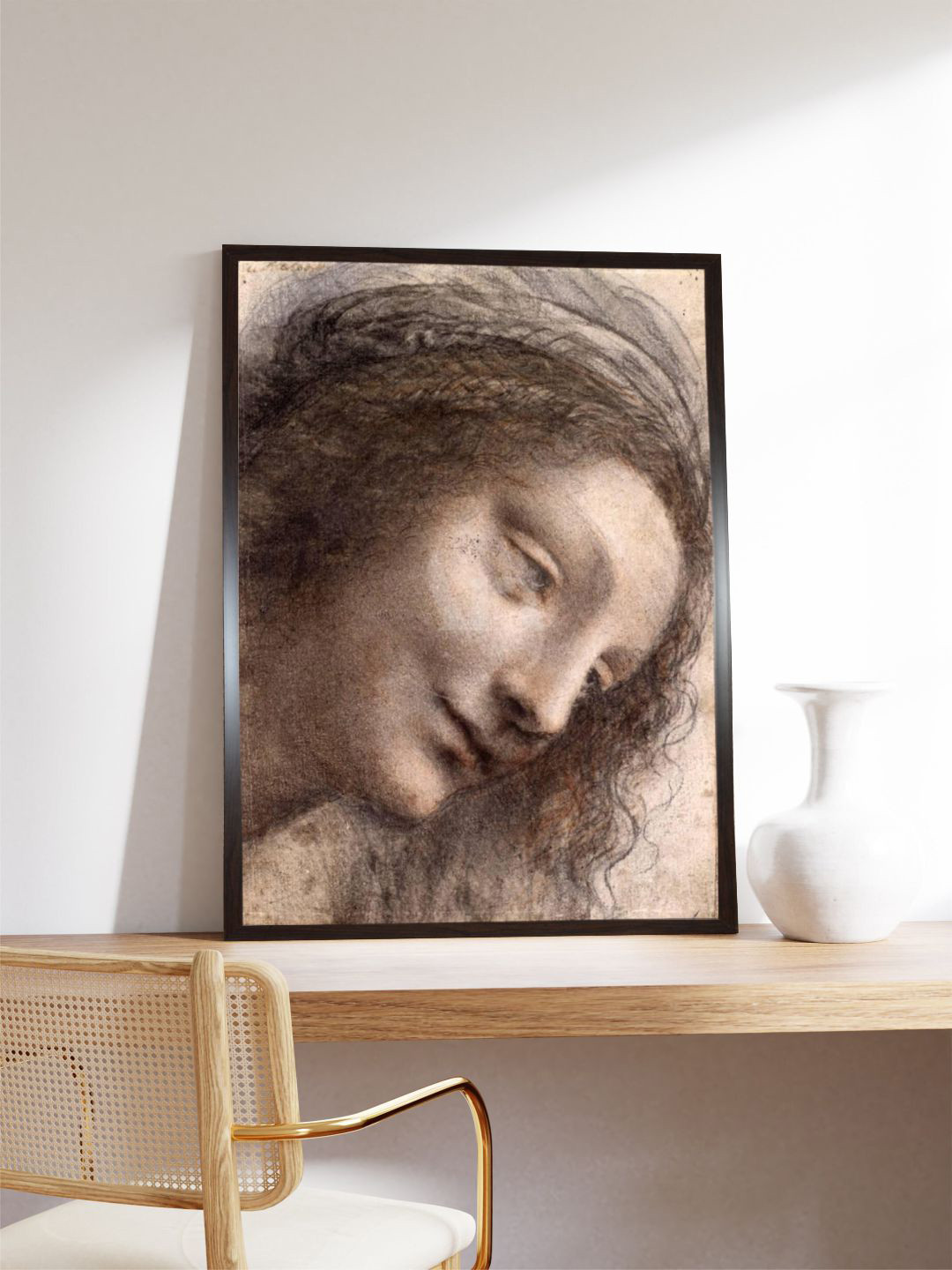 The Art House Black & Beige Head of Virgin Painting Wall Art