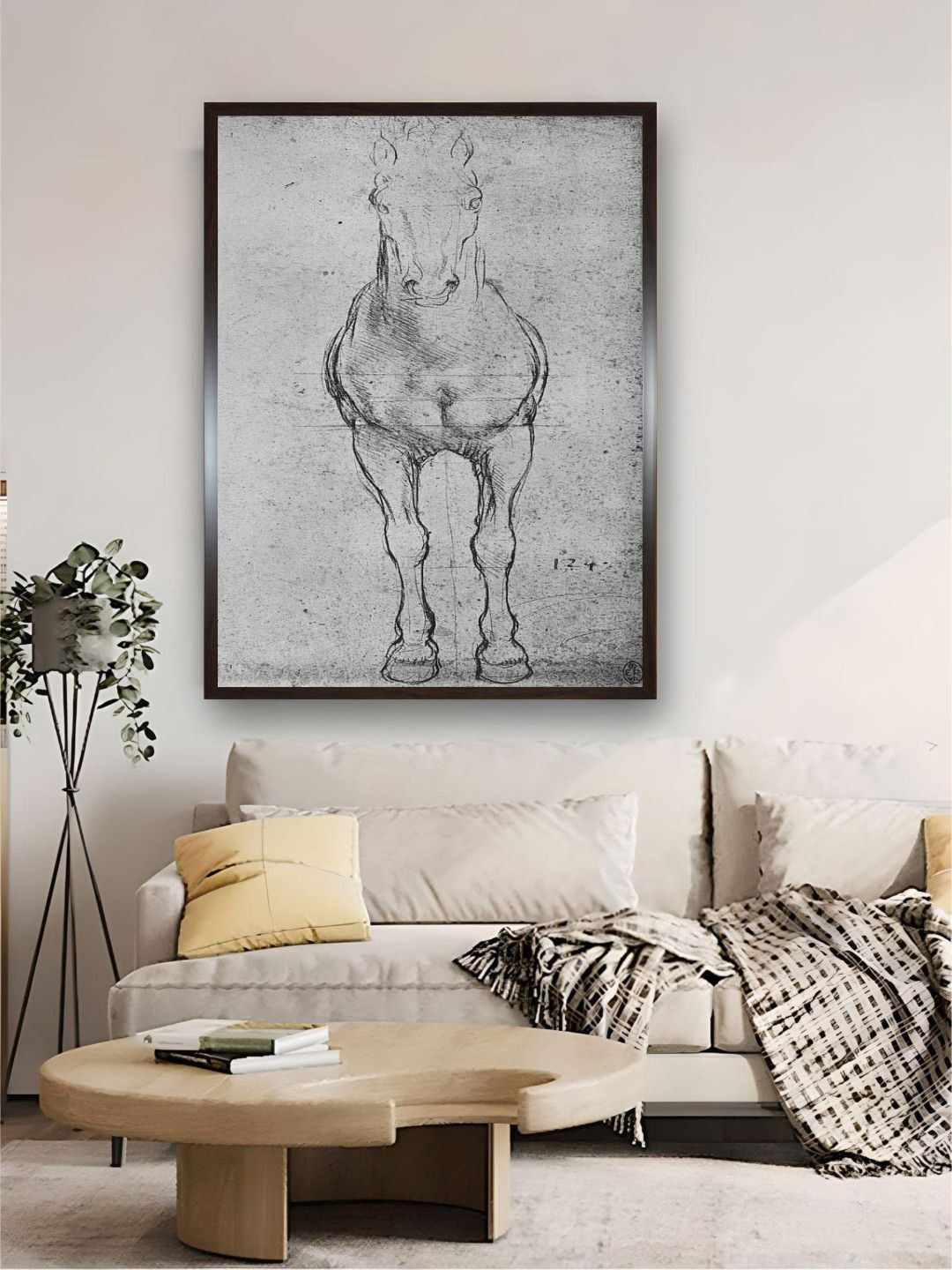 The Art House Horse Grey Wood Wall Living Room Rectangle Paintings Wall Art -12 x 17.92In