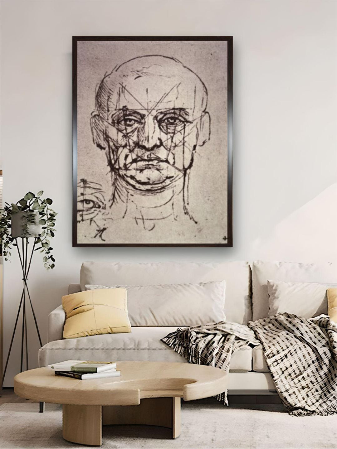 The Art House Brown & Beige Face Canvas Wall Painting