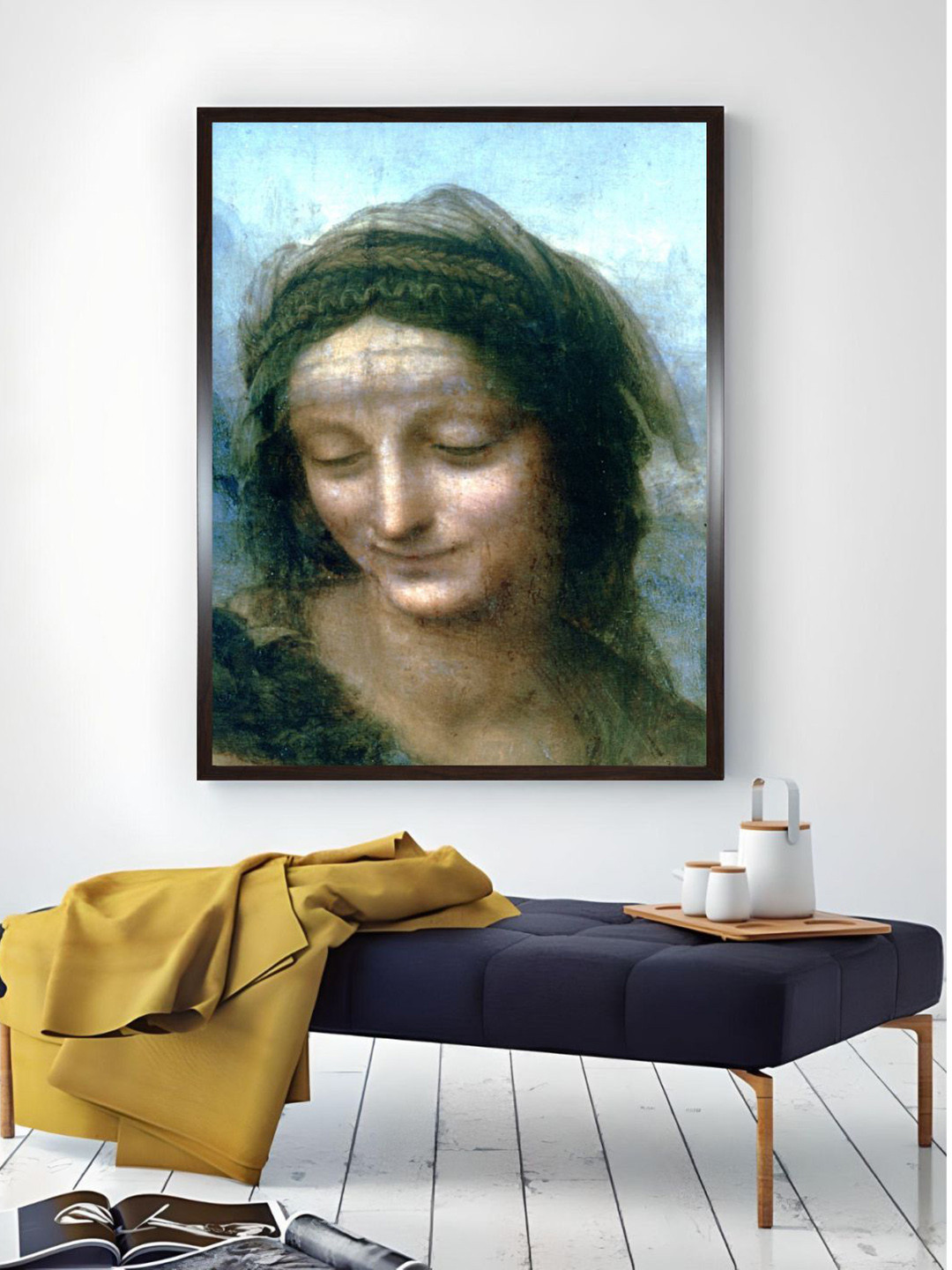 The Art House Green Canvas Wooden Virgin and Child with St Anne Wall Art