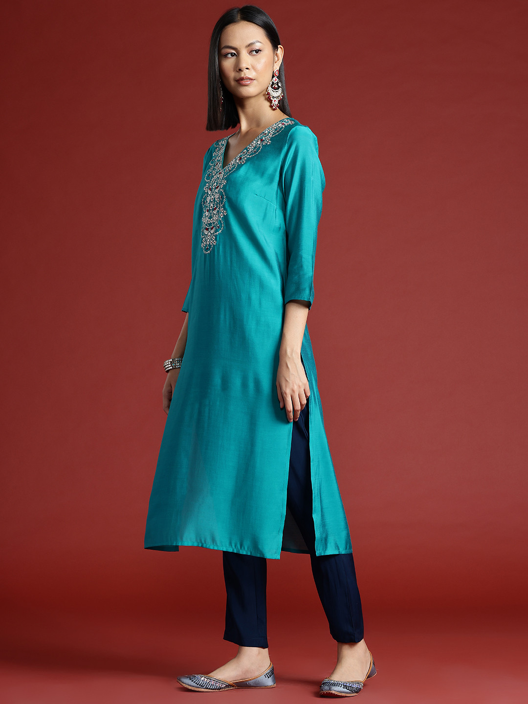 all about you Women Ethnic Motifs Yoke Design Kurta with Trousers & Dupatta