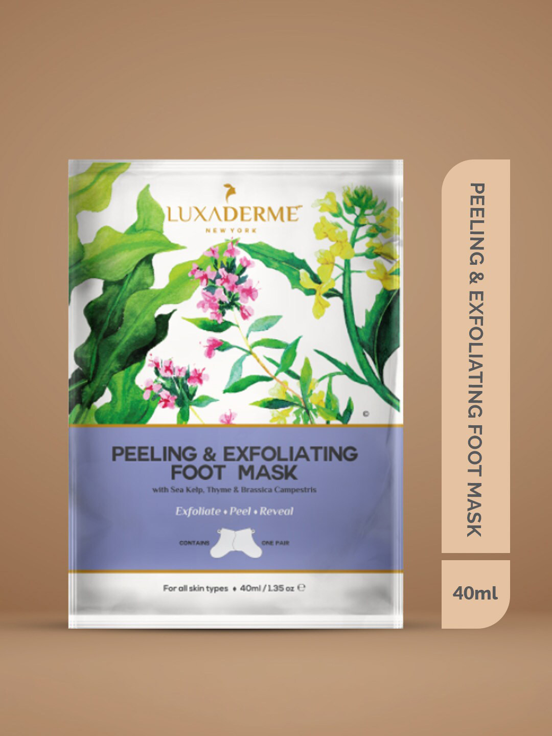 LuxaDerme Peeling & Exfoliating Foot Mask with Sea Kelp & Thyme- 40ml