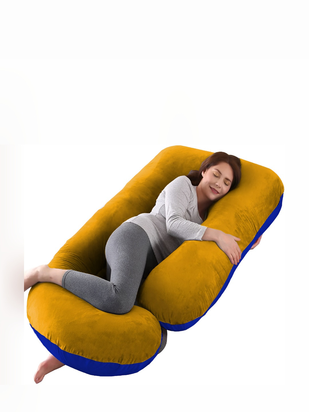 Mom's Moon Gold Solid Faux Velvet Lightweight Firm Fibre Maternity Pillow-25.4 x 76.2 x 139.1 cm