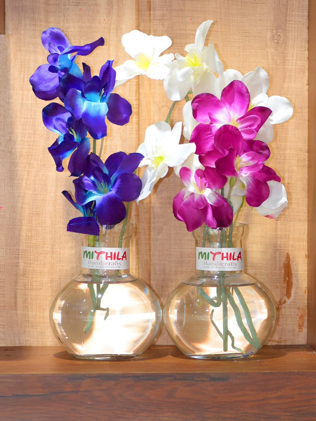 MITHILA Handicrafts 2 Pieces Transparent Small Flower Glass Vase