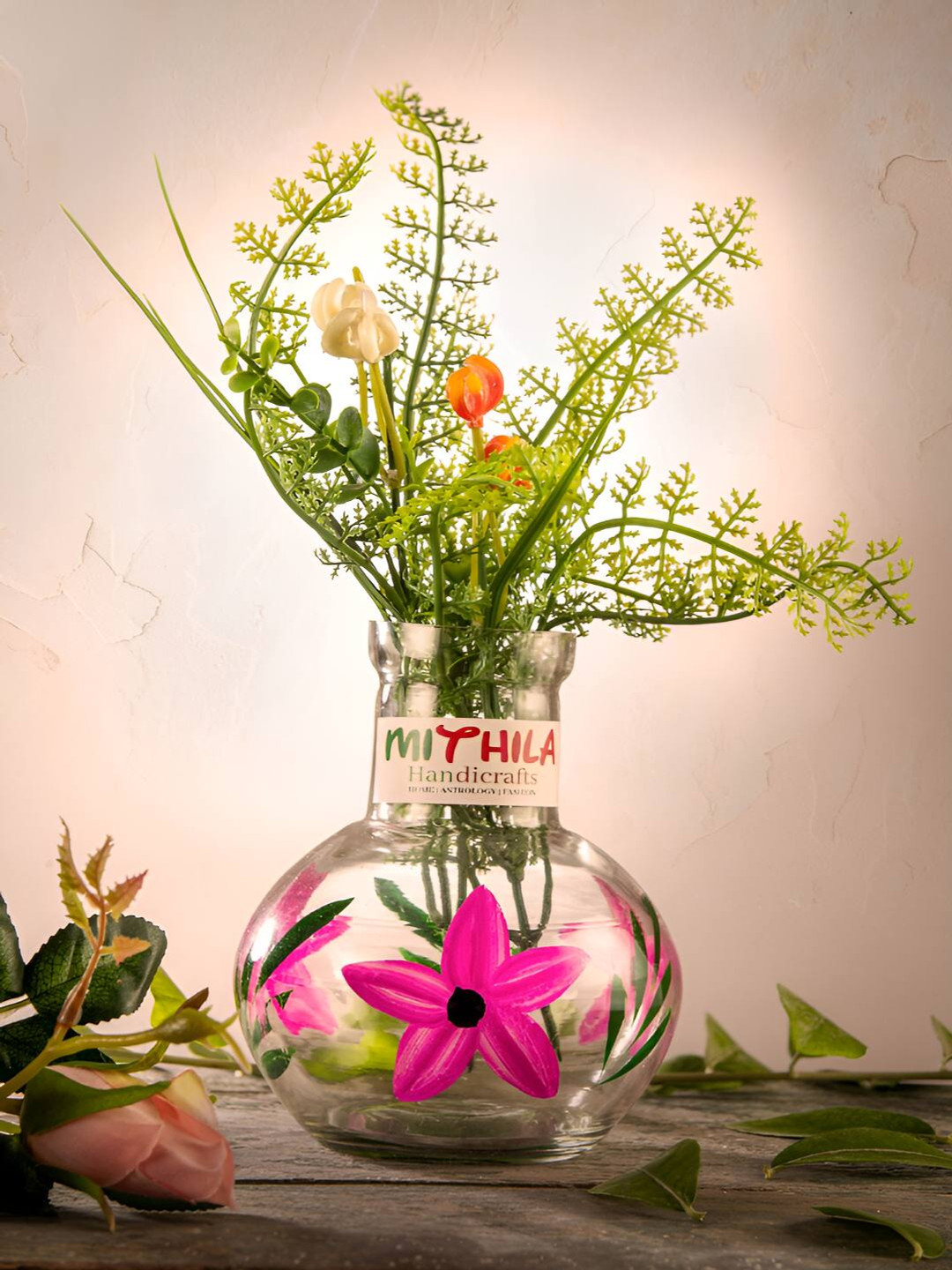 MITHILA Handicrafts Transparent Small Glass Flower Vase