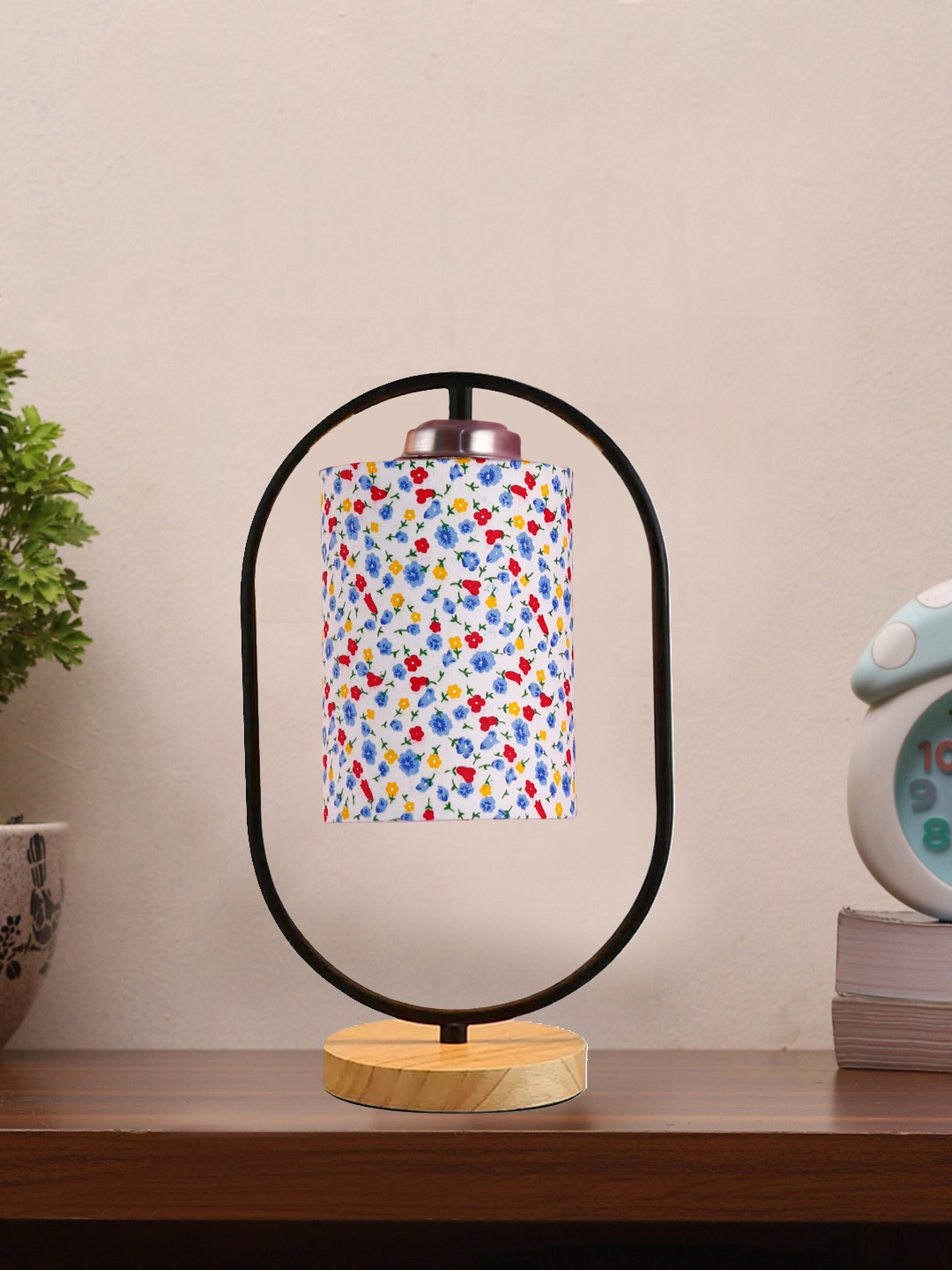 Devansh Black & White Printed Cylinder Table Lamps