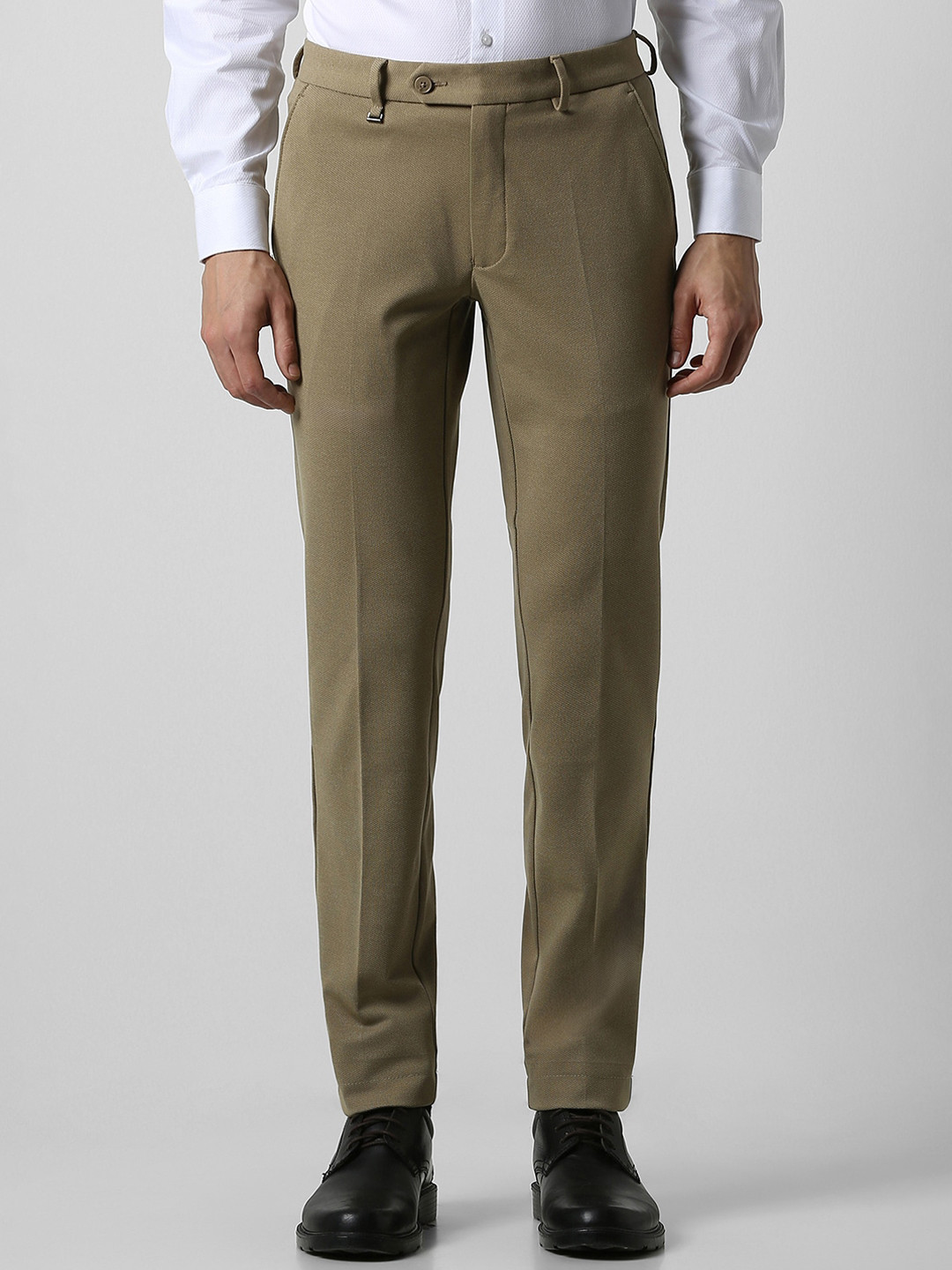 Van Heusen Men Textured Slim Fit Formal Trousers